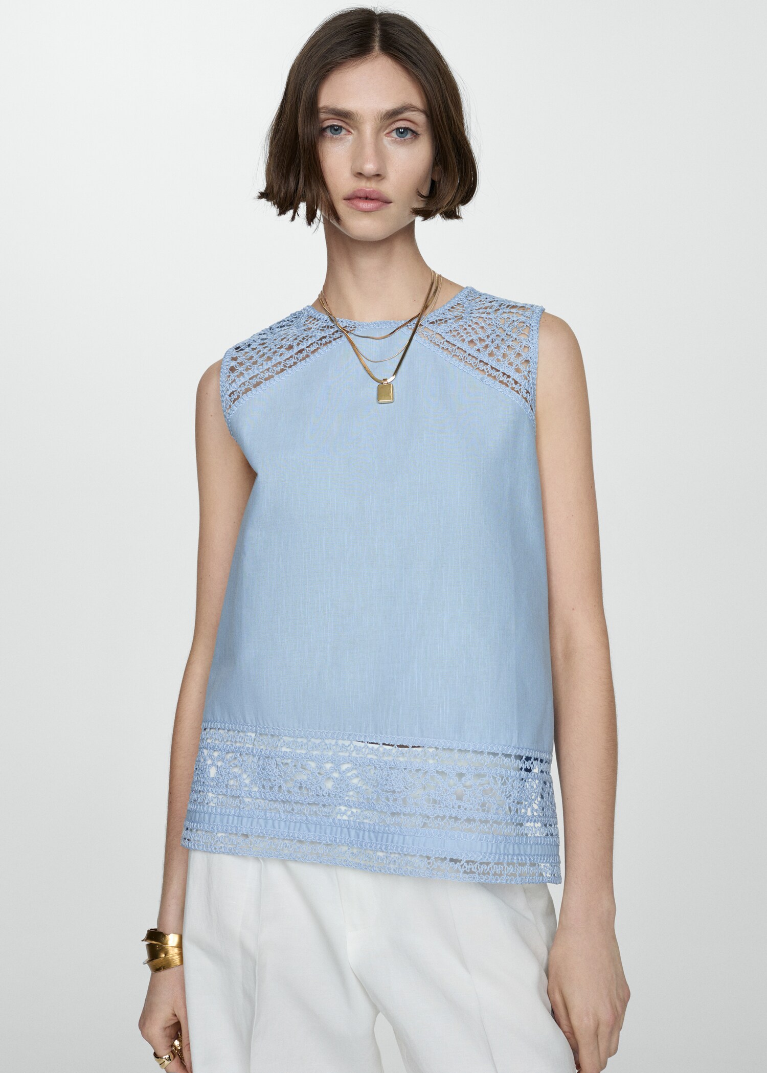 Embroidered cotton top - Medium plane