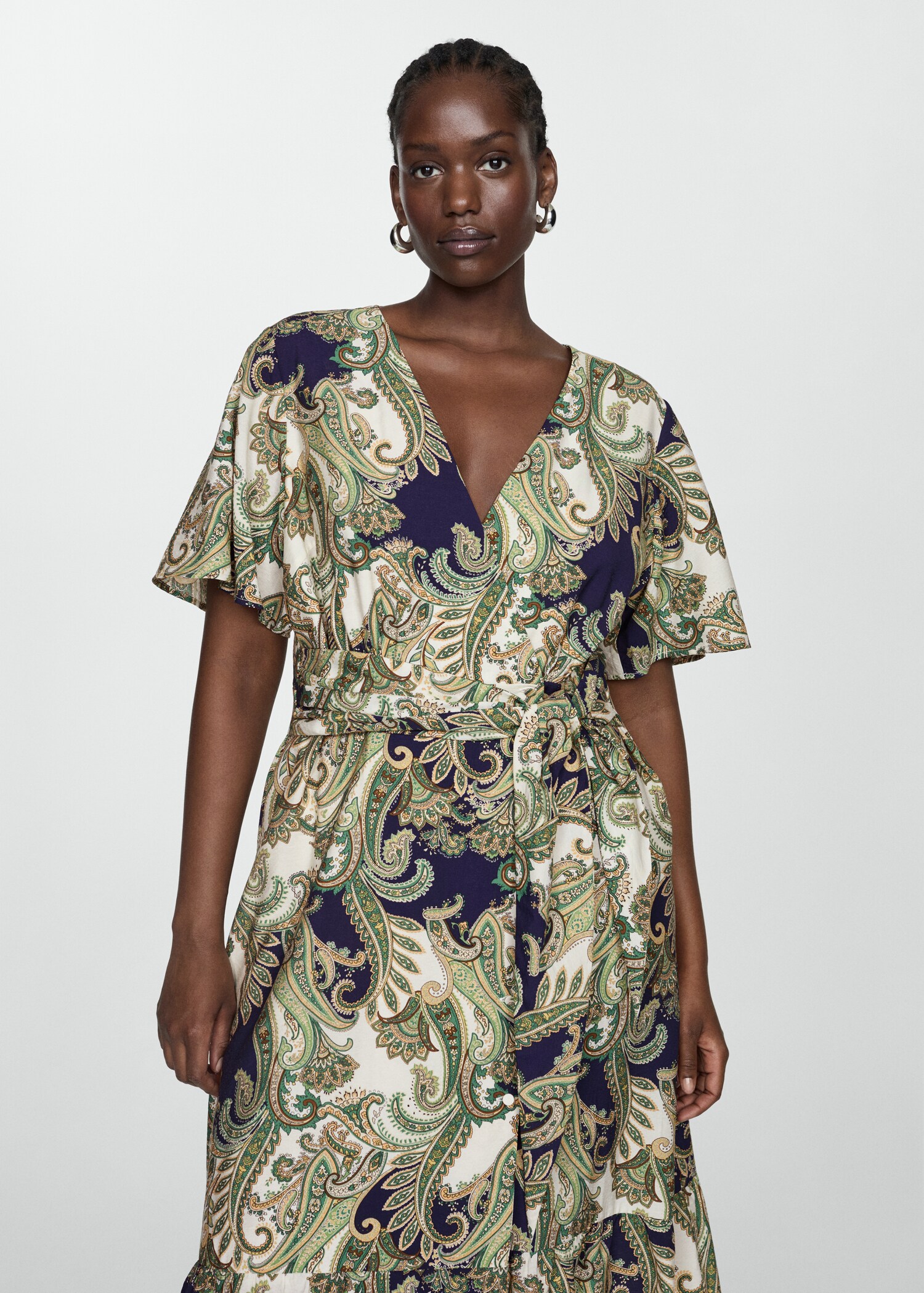 Bedrucktes Kleid mit Taillenband - Detail des Artikels 5