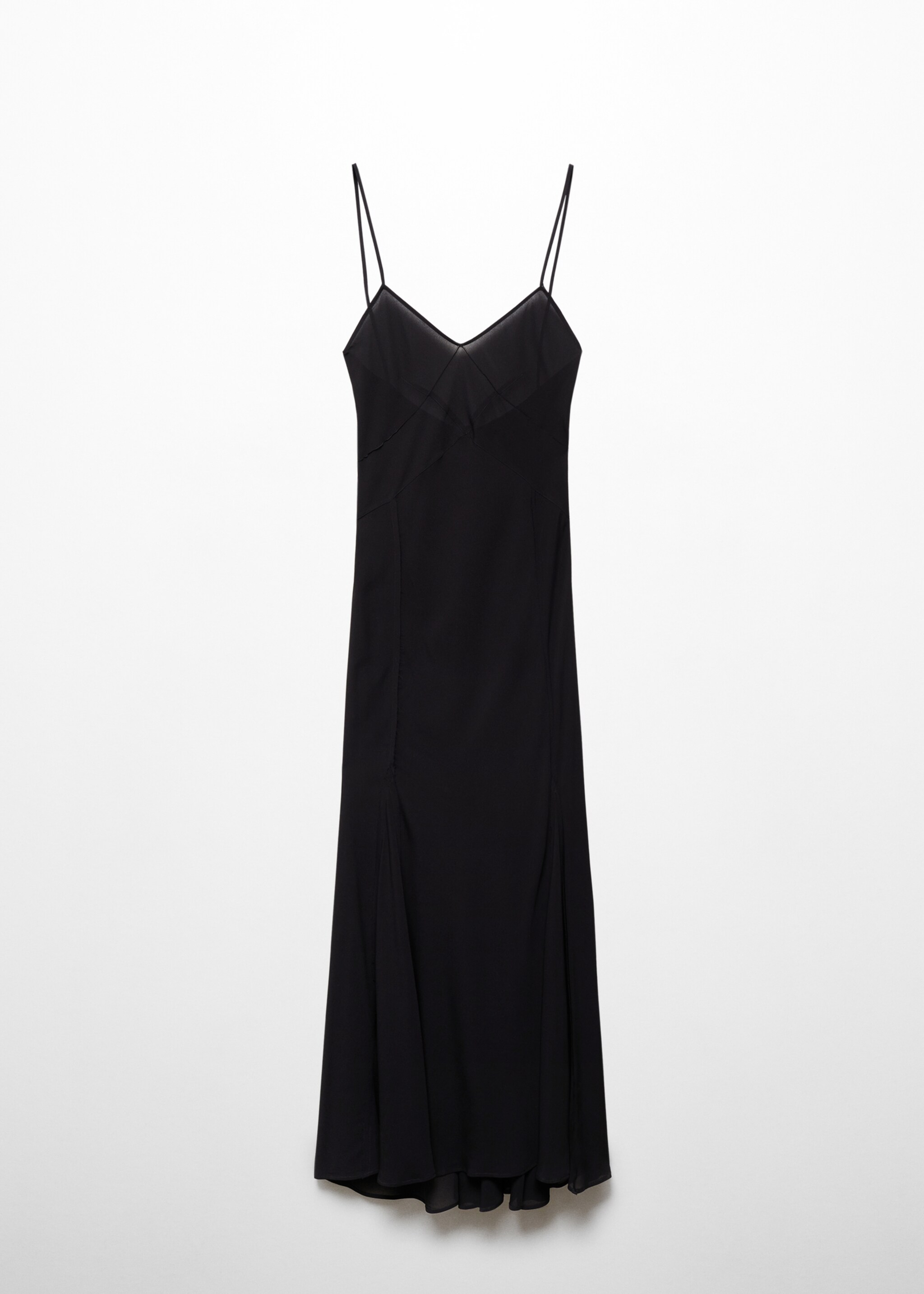 Godets dress with decorative stitching - Article without model, Black. Ref: 67018658-00.