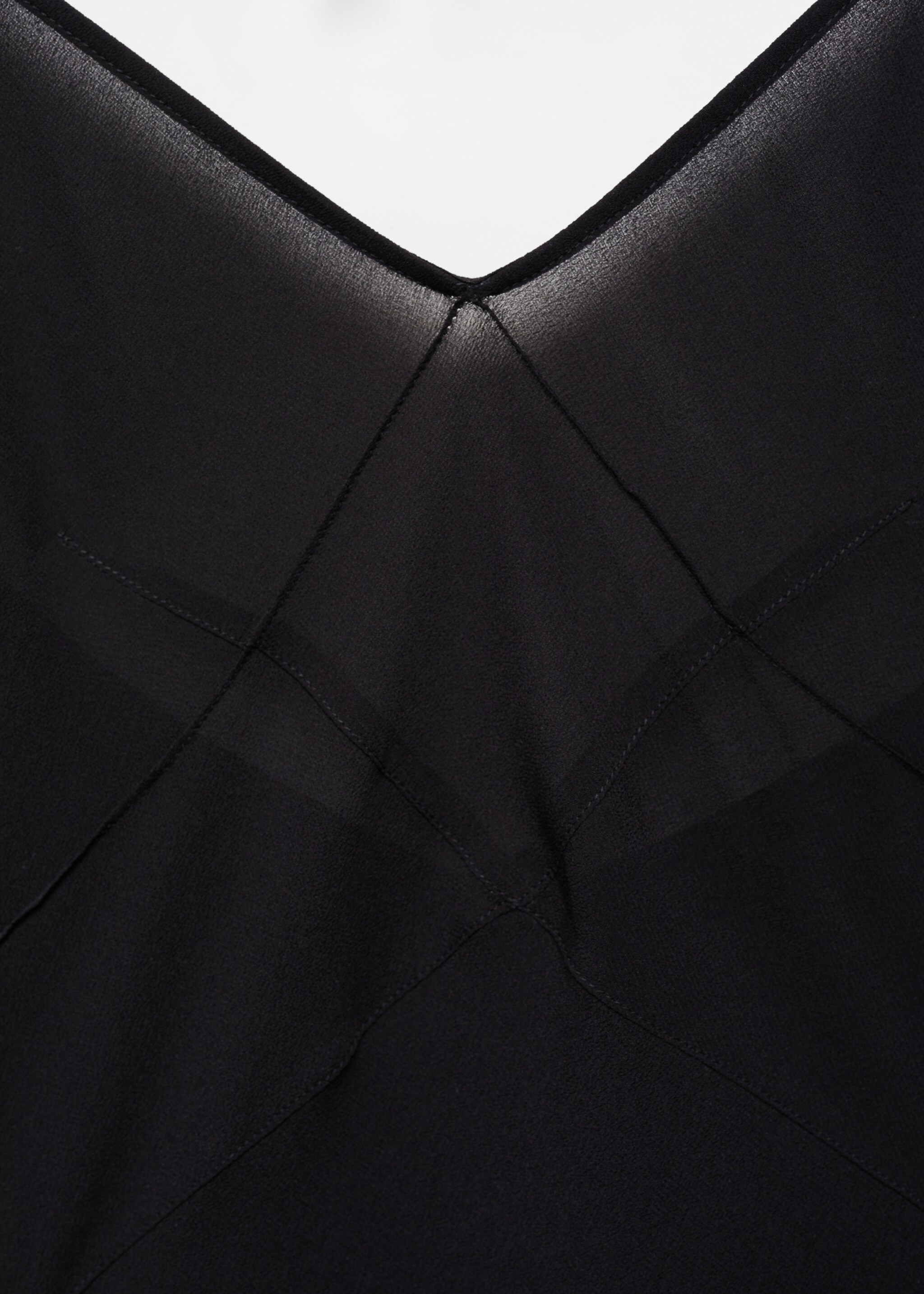 Godets dress with decorative stitching - Details of the article 8, Black. Ref: 67018658-00.
