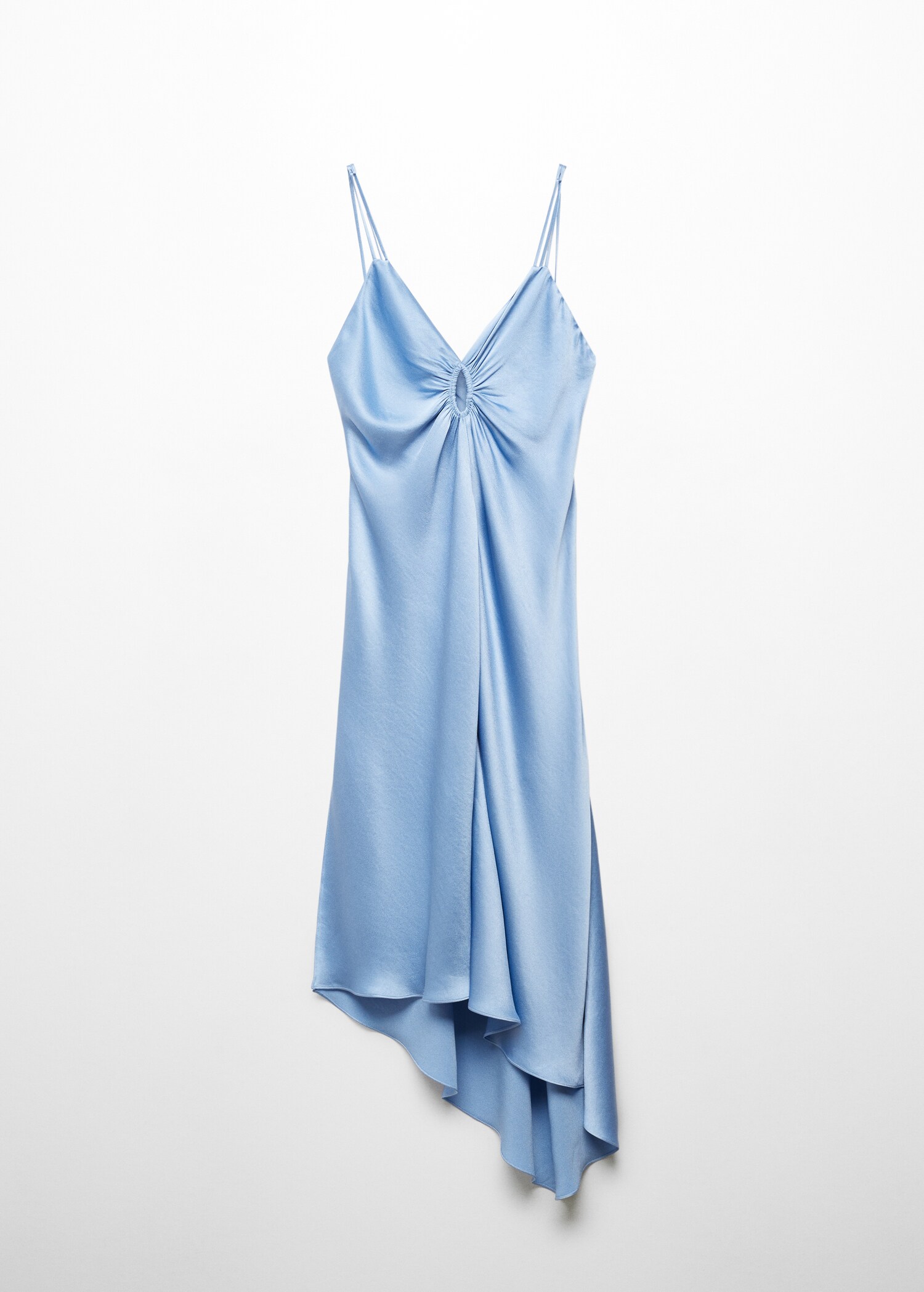 Asymmetrical satin dress with gathered opening - Article without model