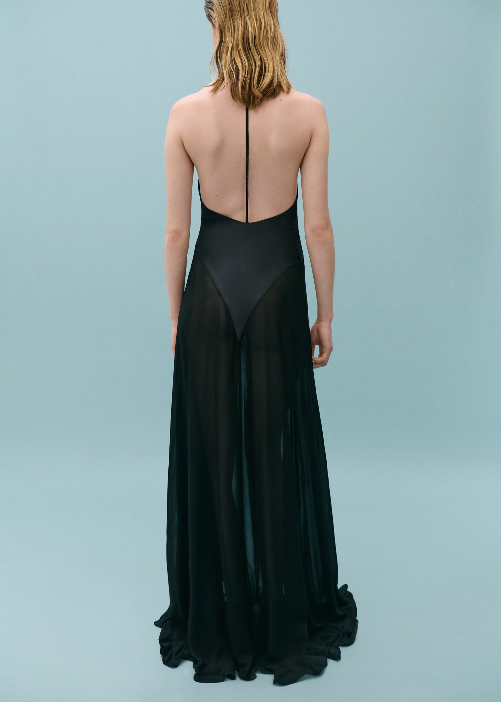 Halbdurchsichtiges Seidenkleid mit kombiniertem Unterkleid - Rückseite des Artikels