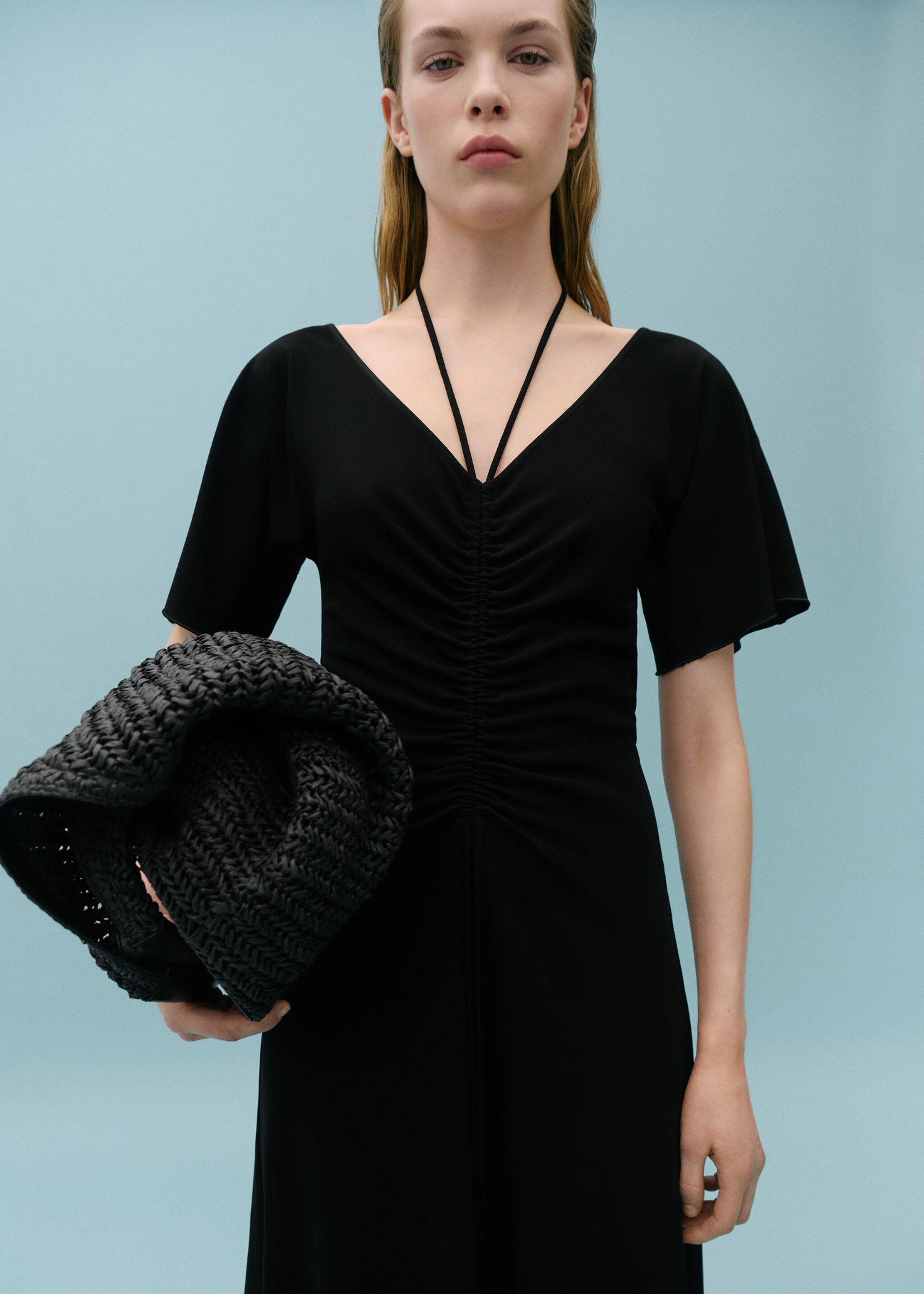 Knitted dress with gathered detail - Medium plane