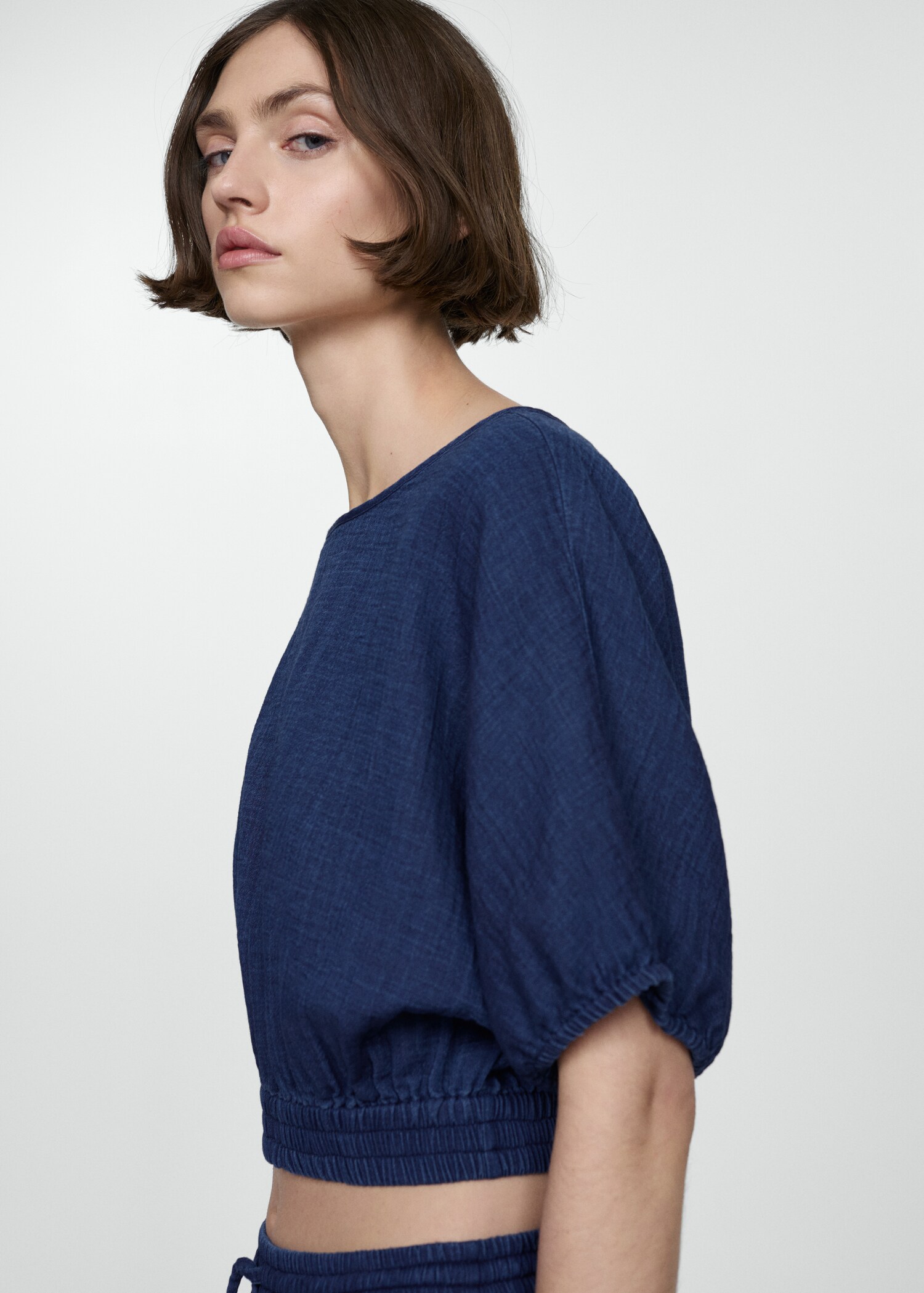 Top coton manches bouffantes - Plan moyen