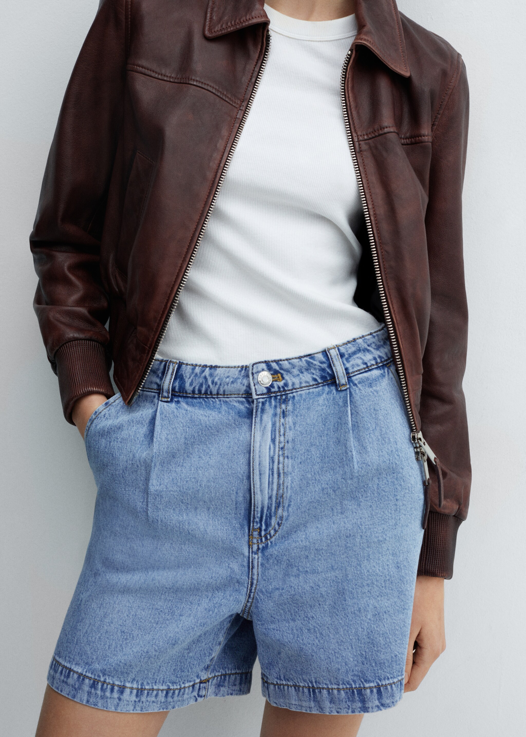 Slouchy denim shorts - Medium plane, Medium Blue. Ref: 67020258-00.