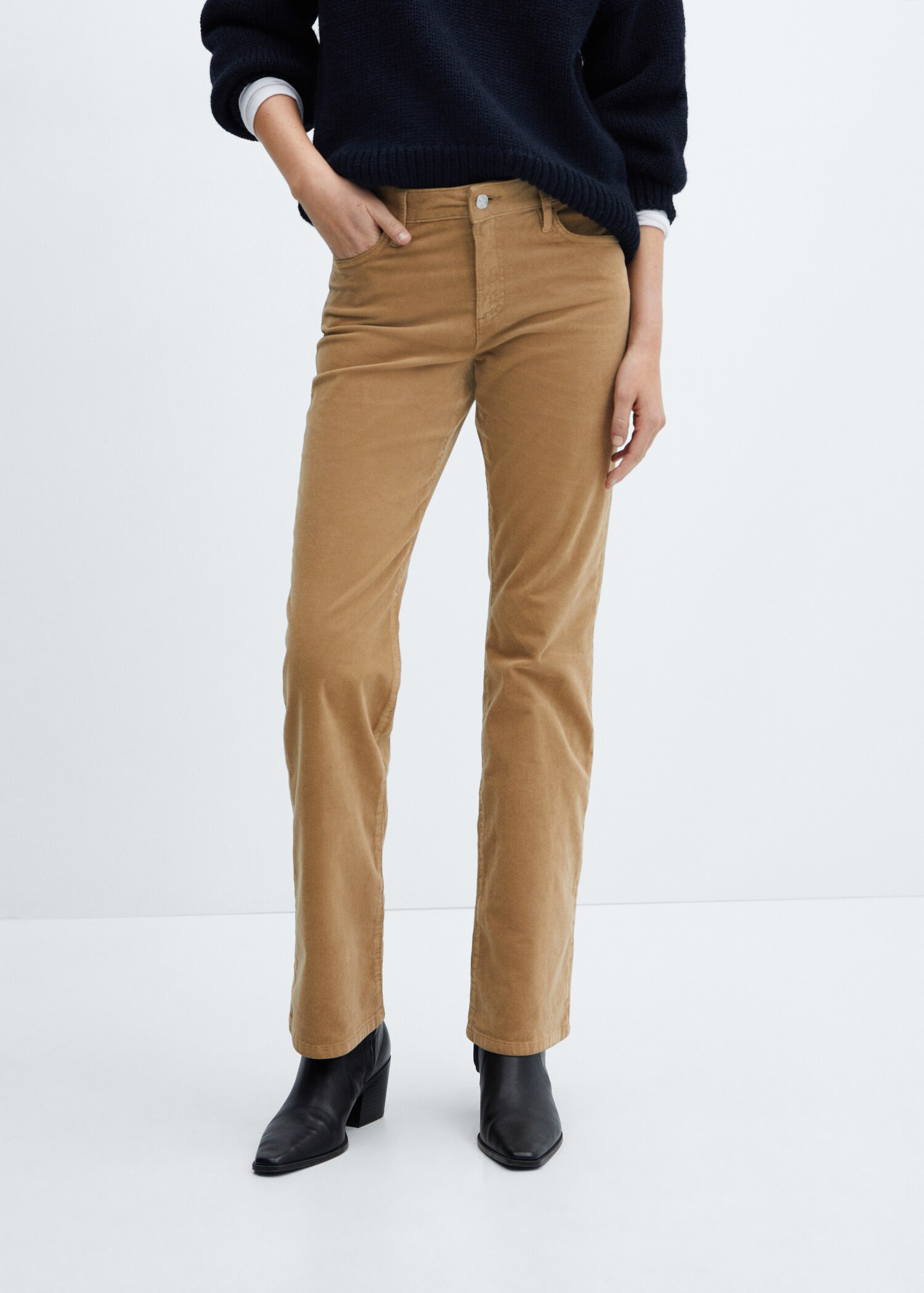 Mid-rise corduroy flared trousers - Medium plane