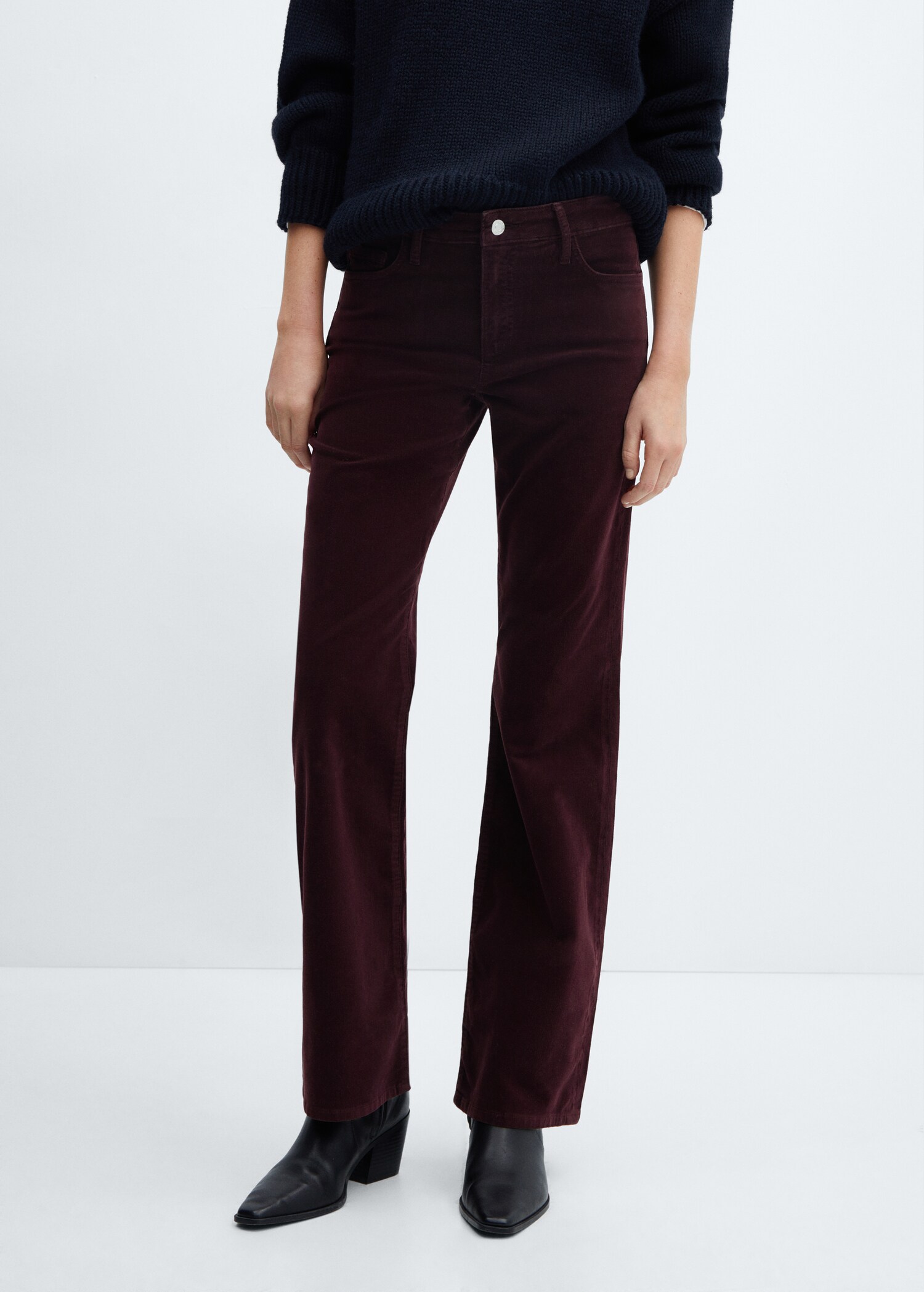 Mid-rise corduroy flared trousers - Medium plane