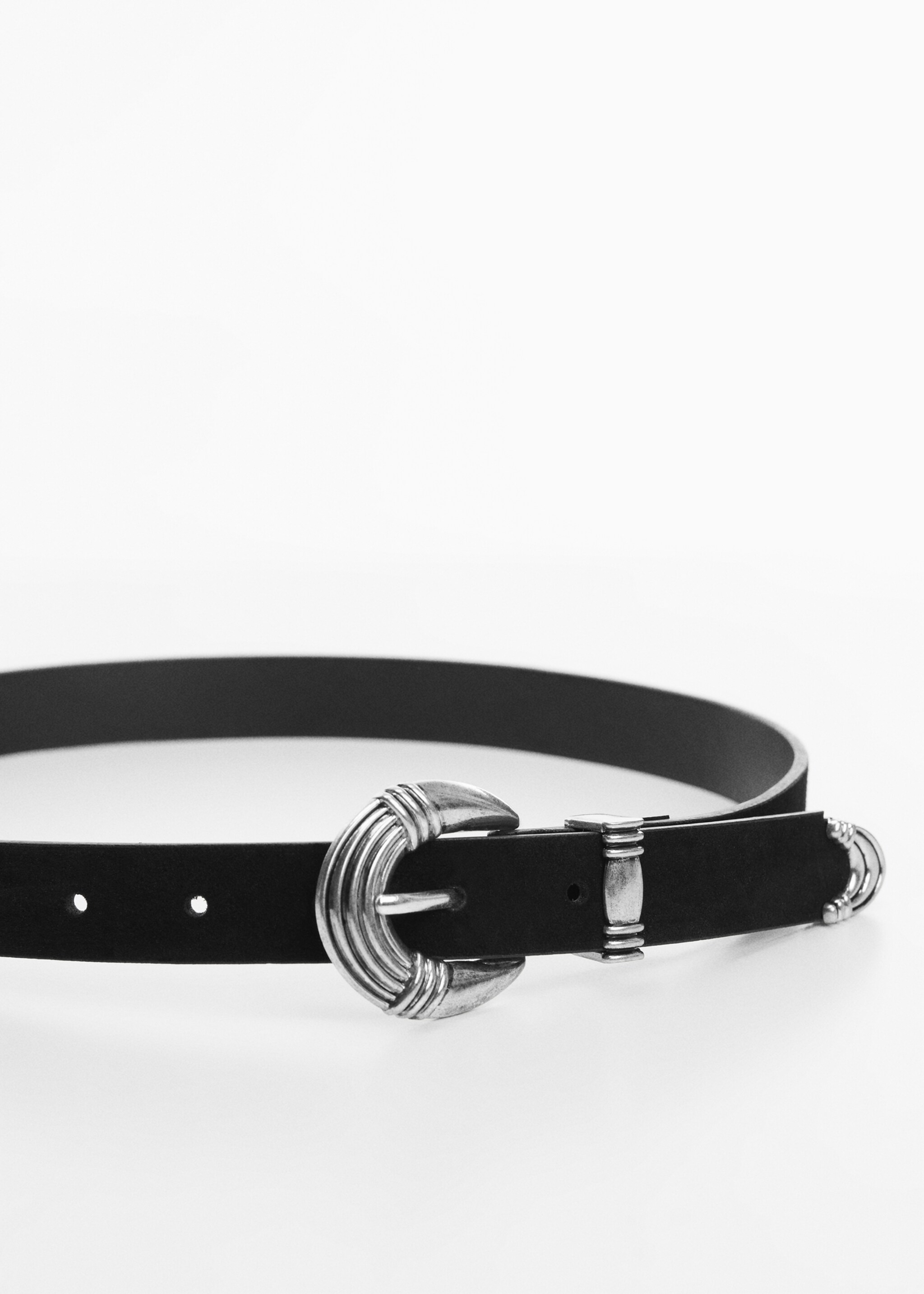 Buckle leather belt - Medium plane, Black. Ref: 67020429-00.