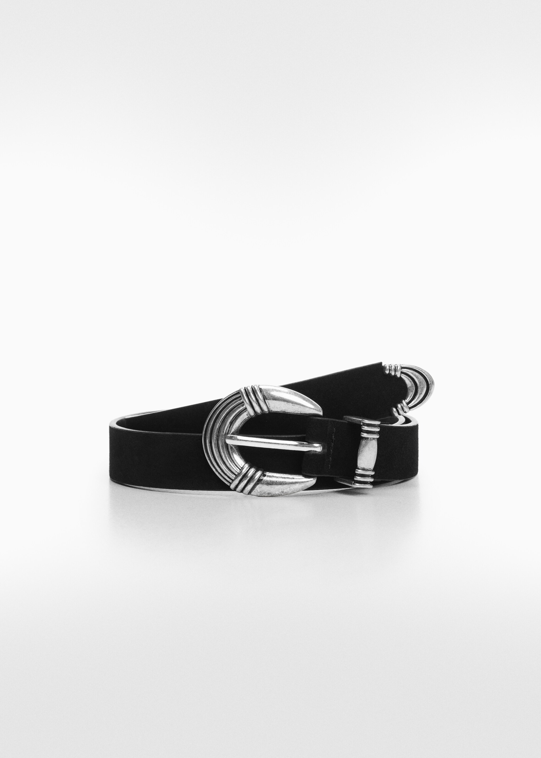 Buckle leather belt - Article without model, Black. Ref: 67020429-00.