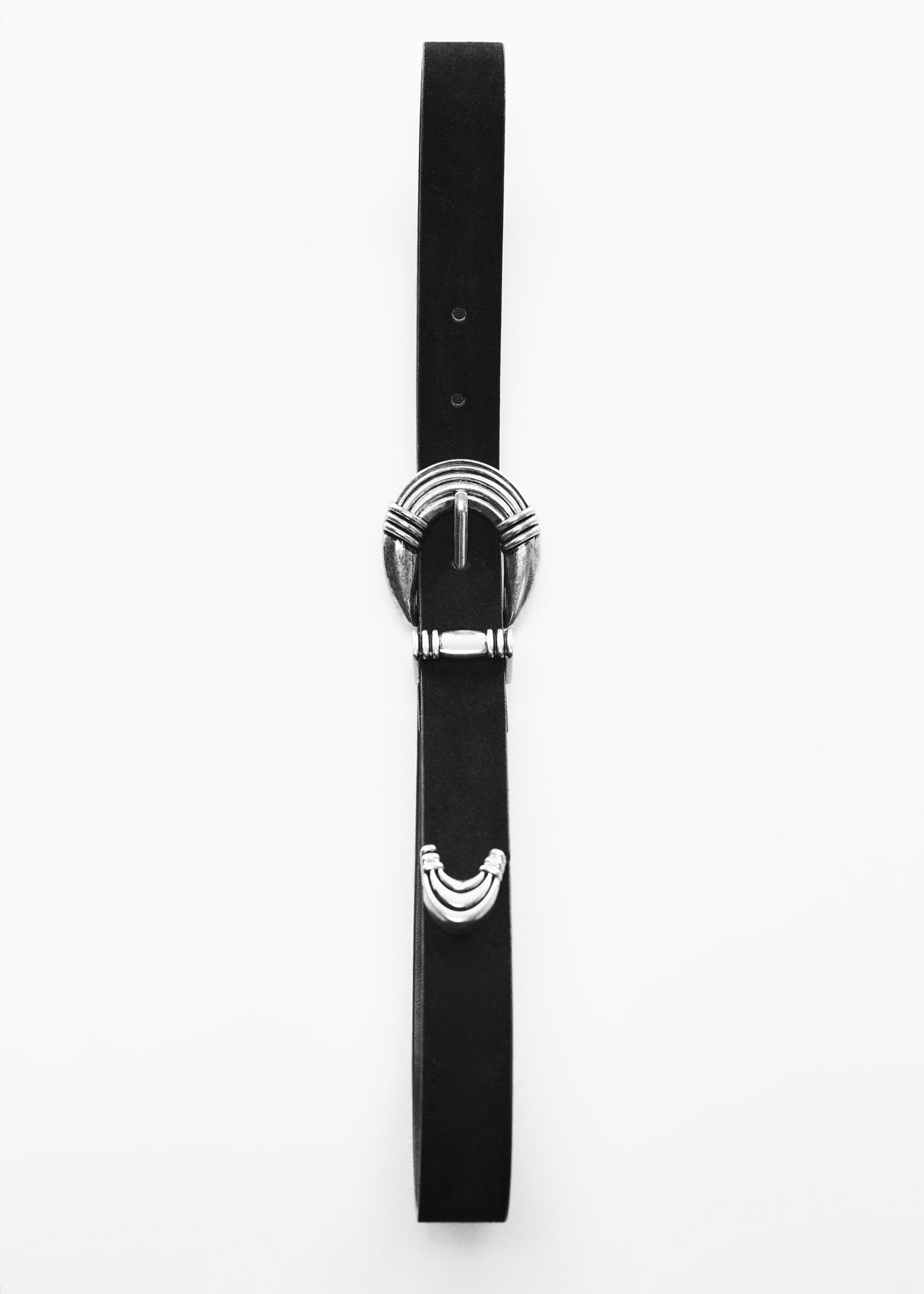 Buckle leather belt - Details of the article 5, Black. Ref: 67020429-00.