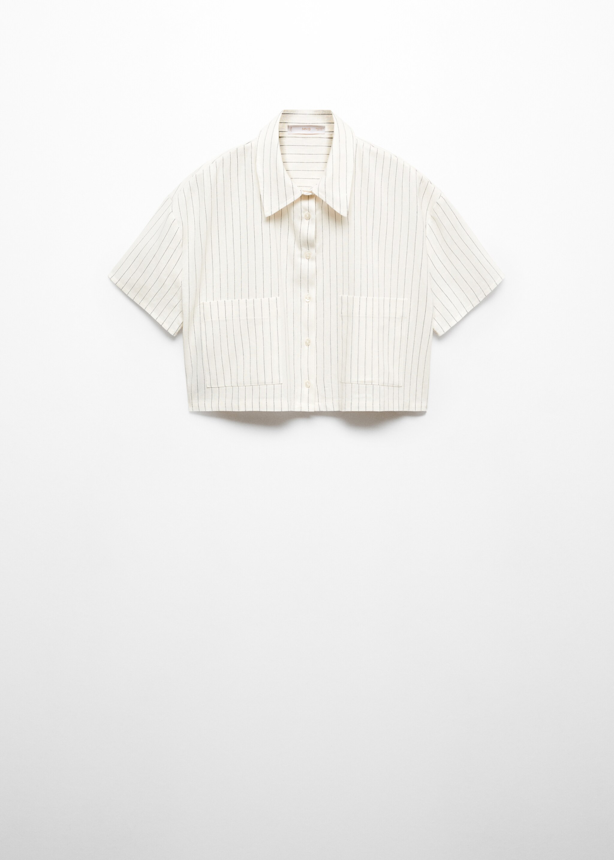 Cropped linen shirt - Article without model, White. Ref: 67020440-00.
