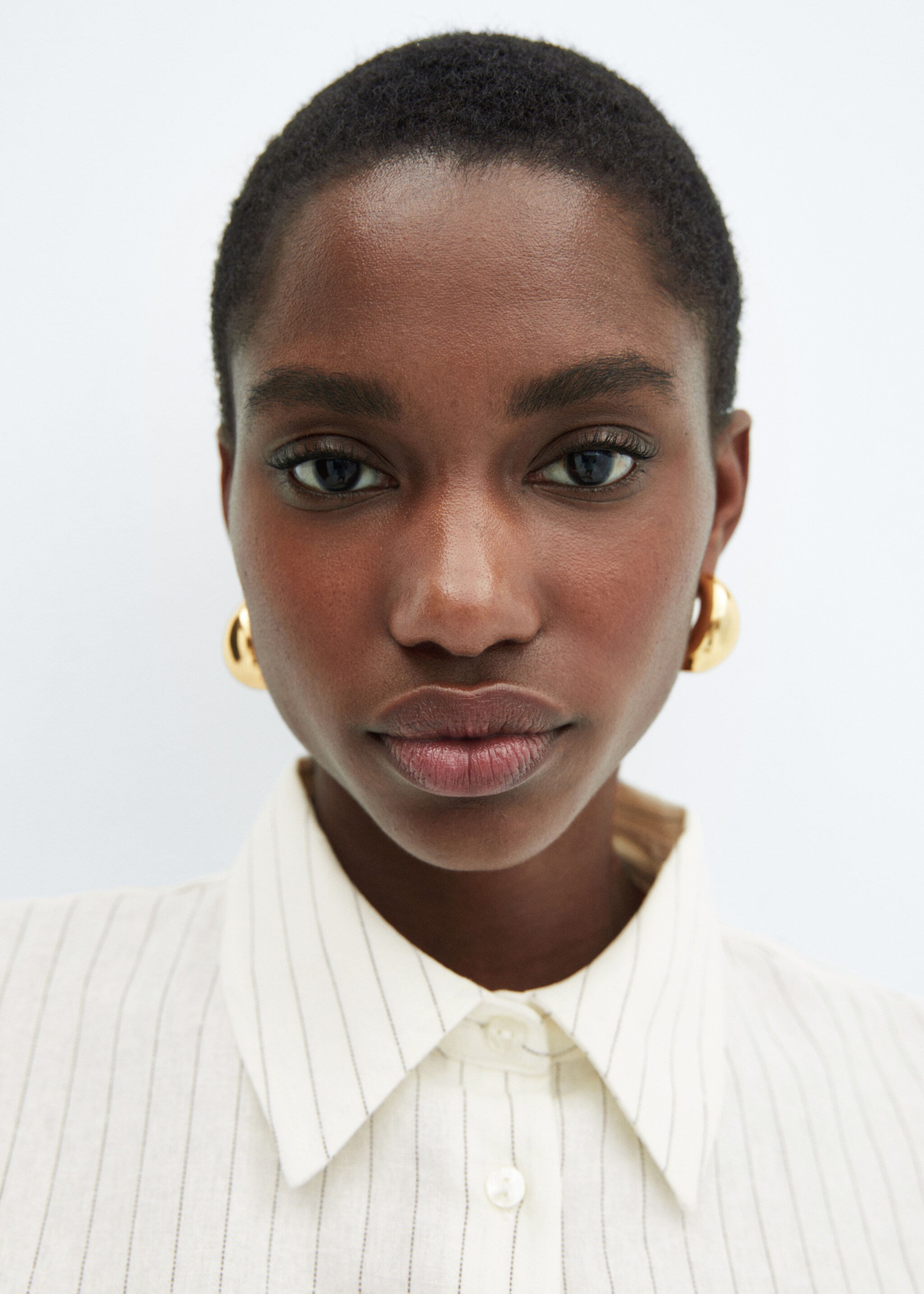 Cropped linen shirt - Details of the article 1, White. Ref: 67020440-00.