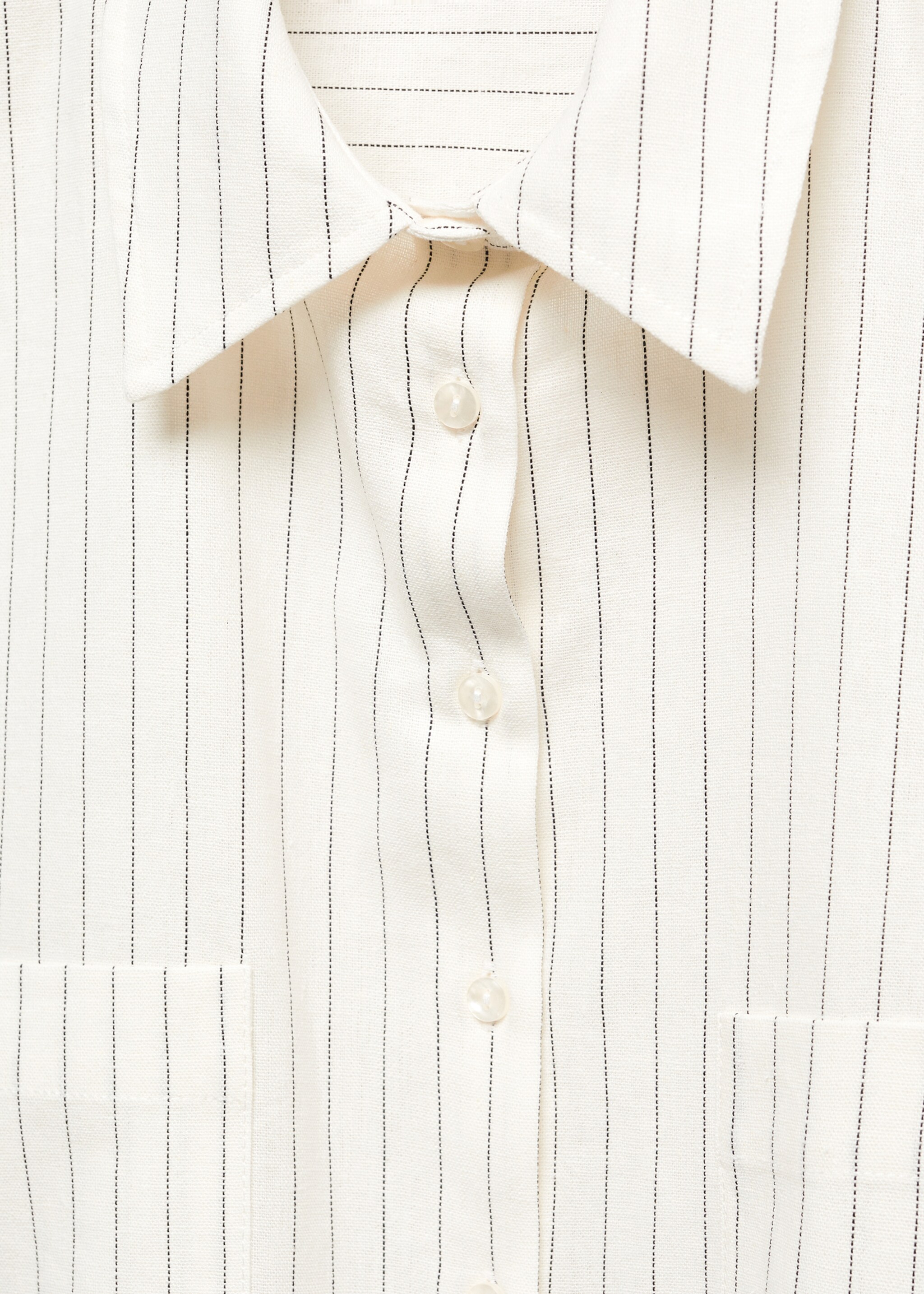 Cropped linen shirt - Details of the article 8, White. Ref: 67020440-00.