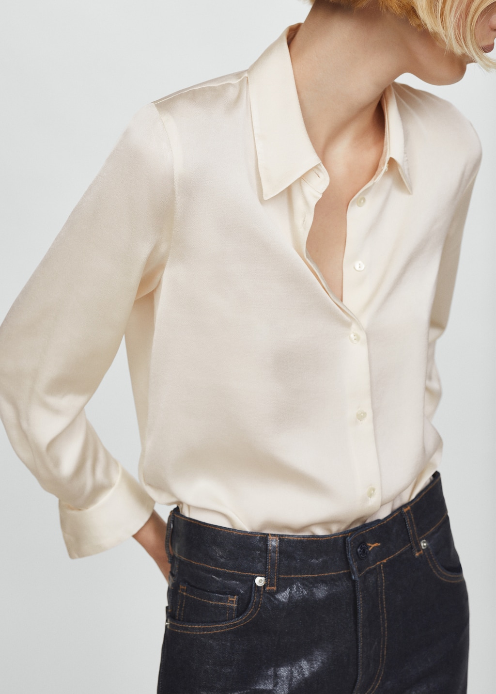 Satin finish flowy shirt - Women | MANGO OUTLET USA