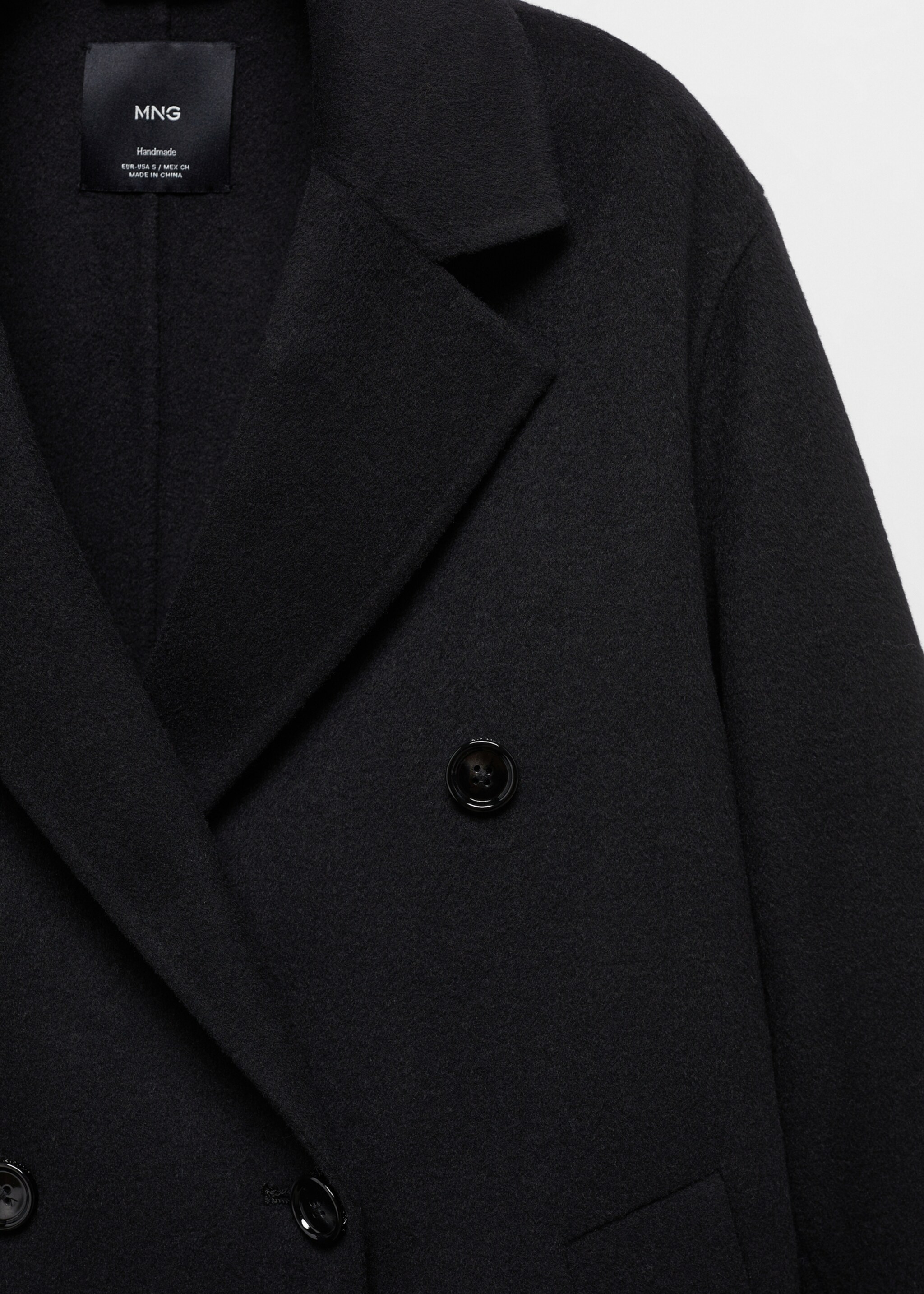 Handmade Oversize-Wollmantel - Detail des Artikels 8, Schwarz. Ref: 67020447-00.
