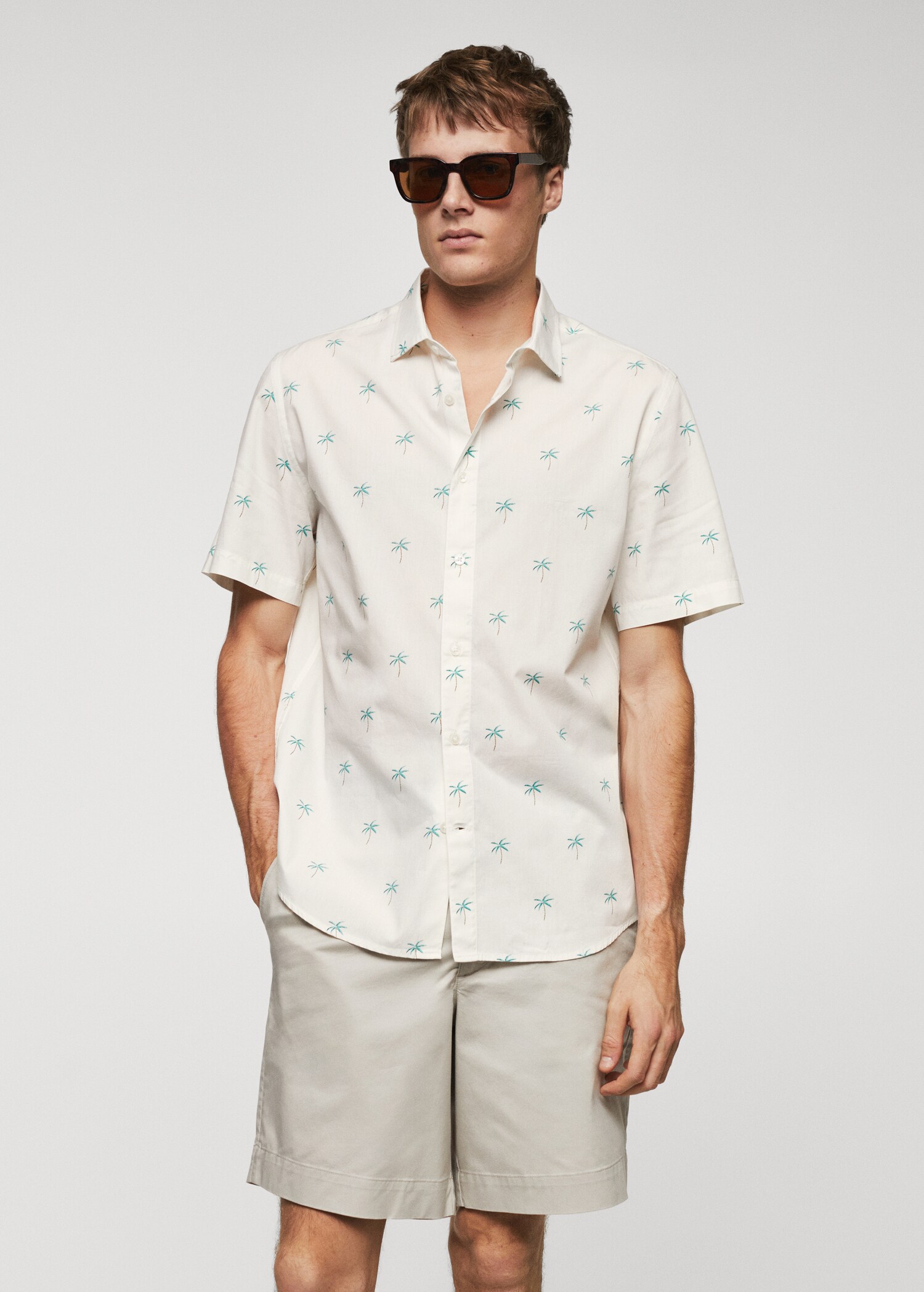 Palm print cotton shirt - Medium plane