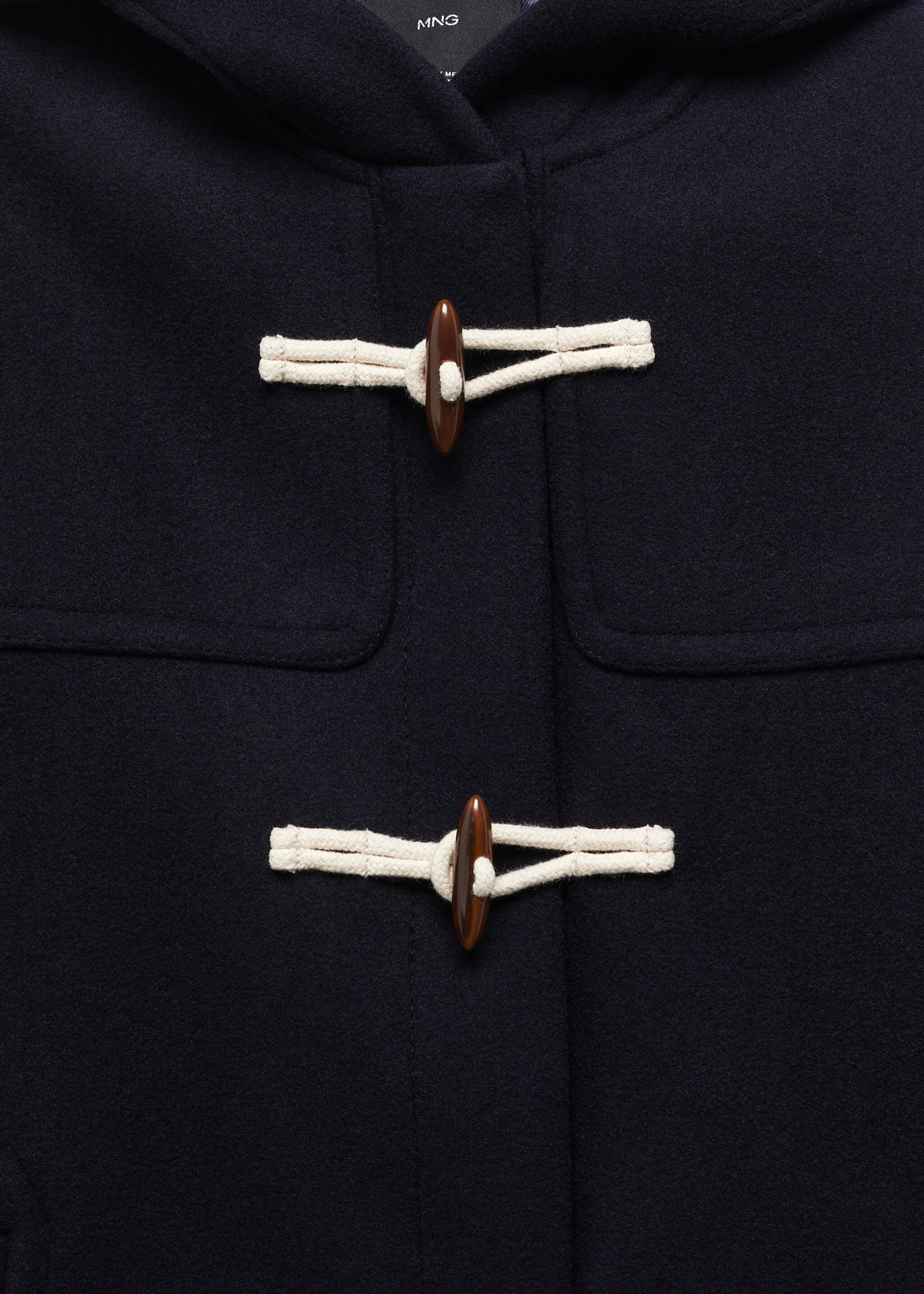 Manteau laine capuche - Détail de l'article 8, Bleu marine foncé. Ref: 67020455-00.