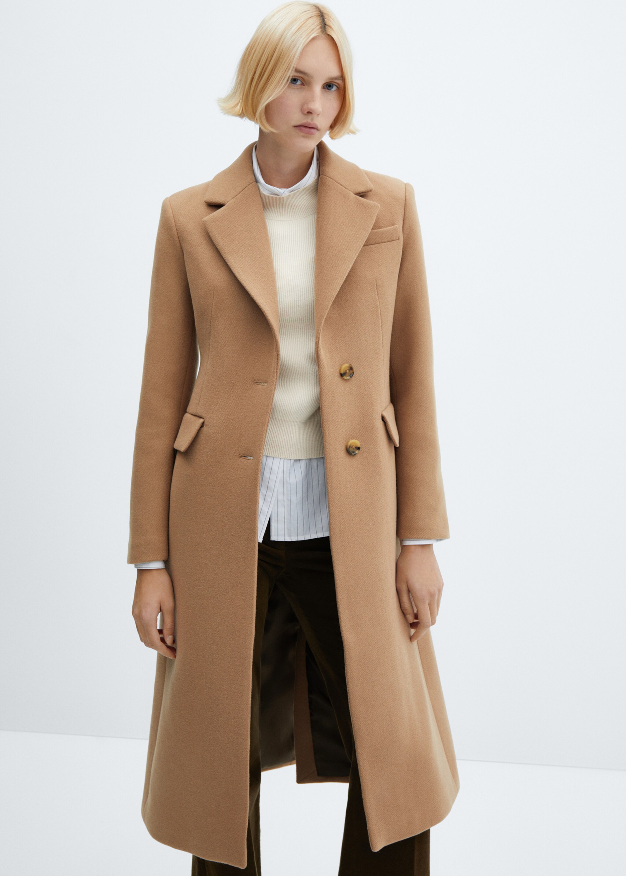 Tailored wool coat - Medium plane, Medium Brown. Ref: 67020456-00.