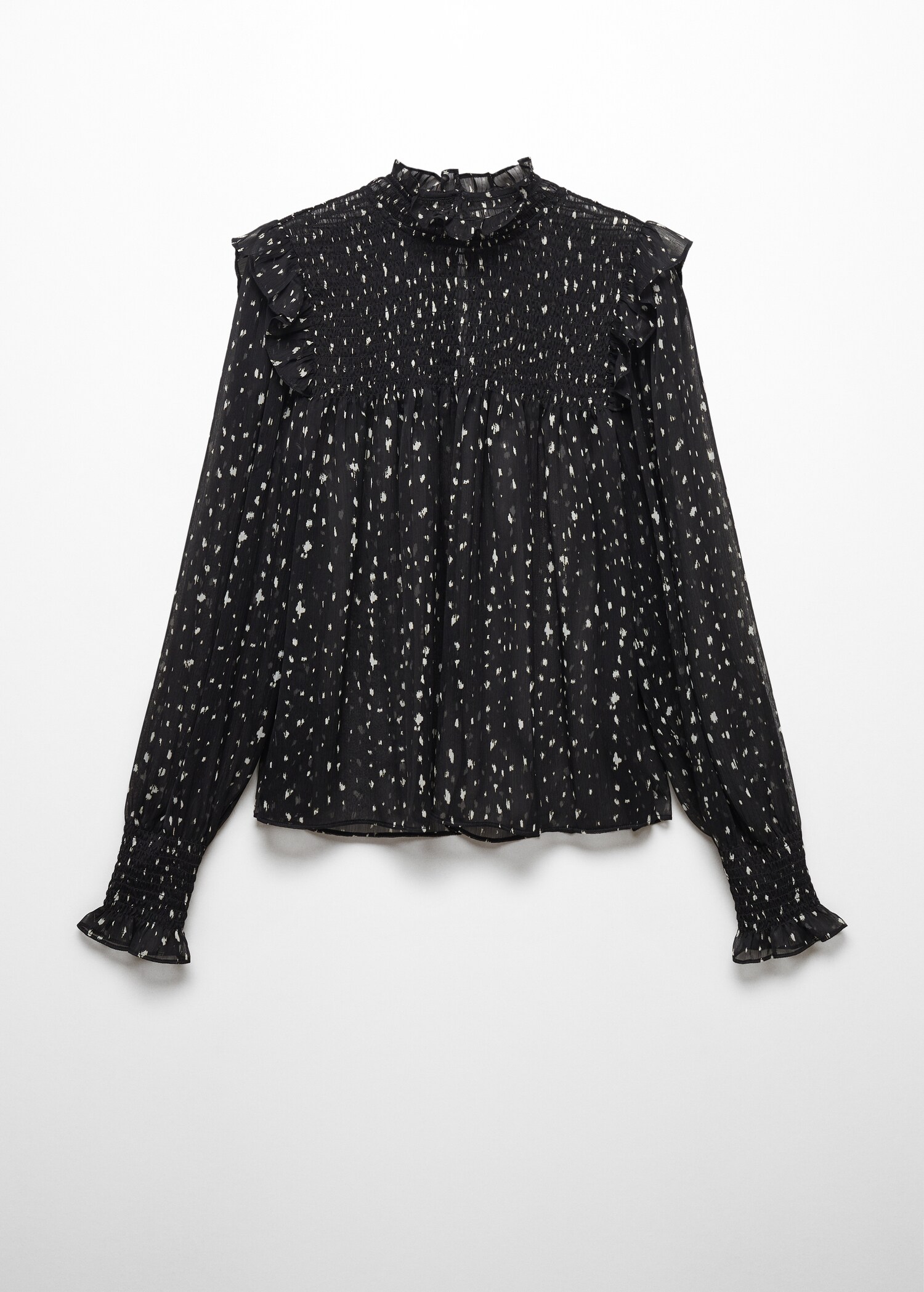 Gemusterte Bluse mit Volantdetails - Artikel ohne Model
