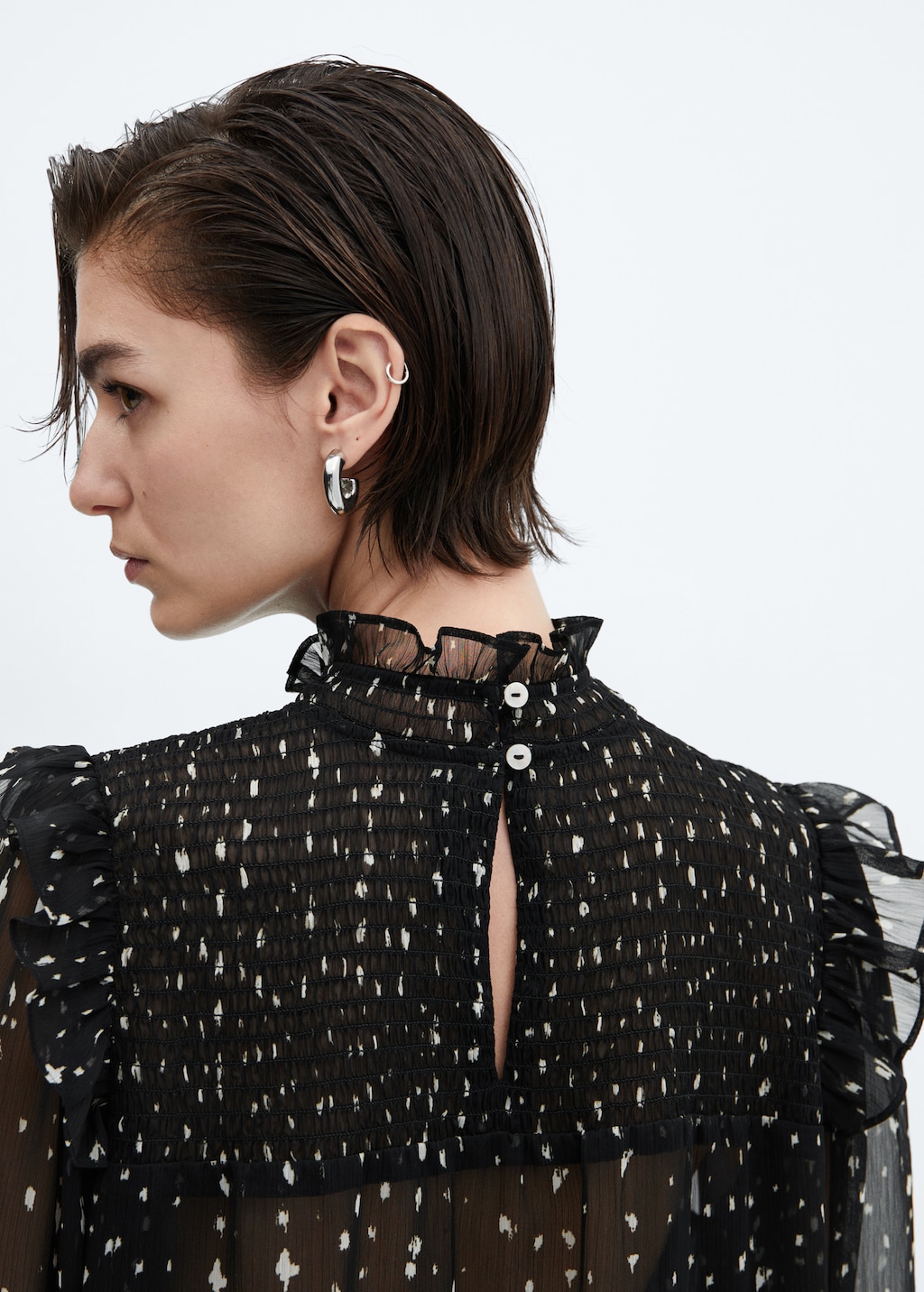 Ruffles printed blouse - Women | MANGO OUTLET USA