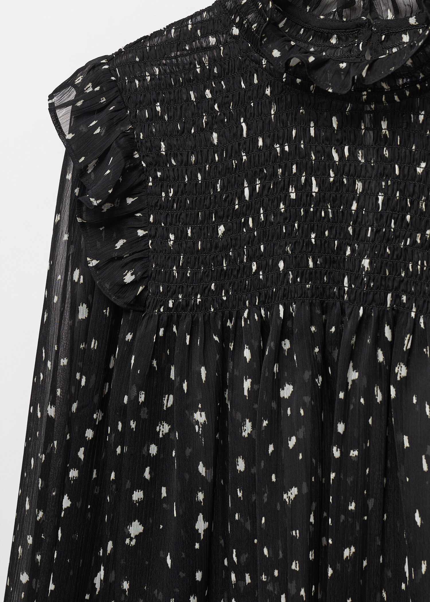Gemusterte Bluse mit Volantdetails - Detail des Artikels 8