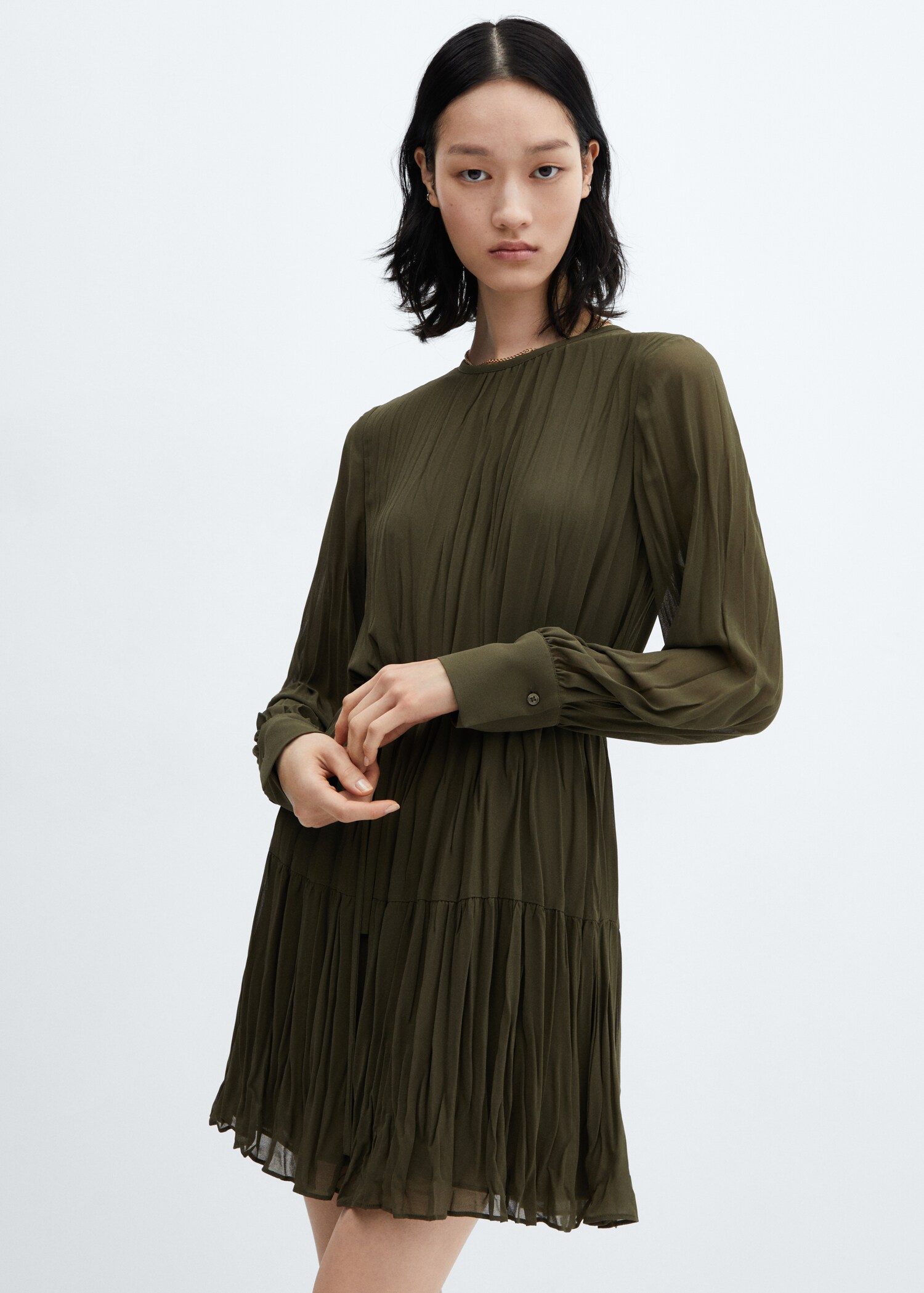 Kurze Plissée-Kleid - Mittlere Ansicht
