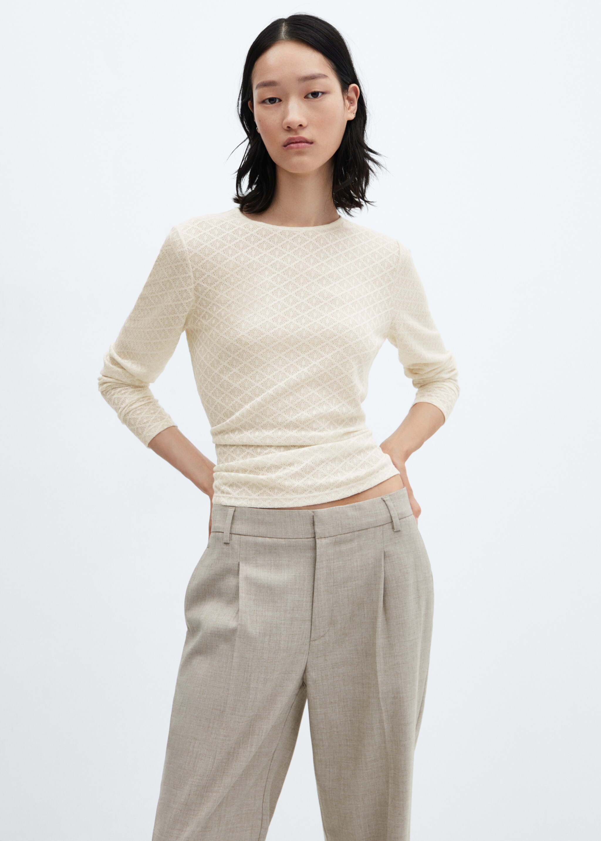 T-shirt maille texturée - Plan moyen