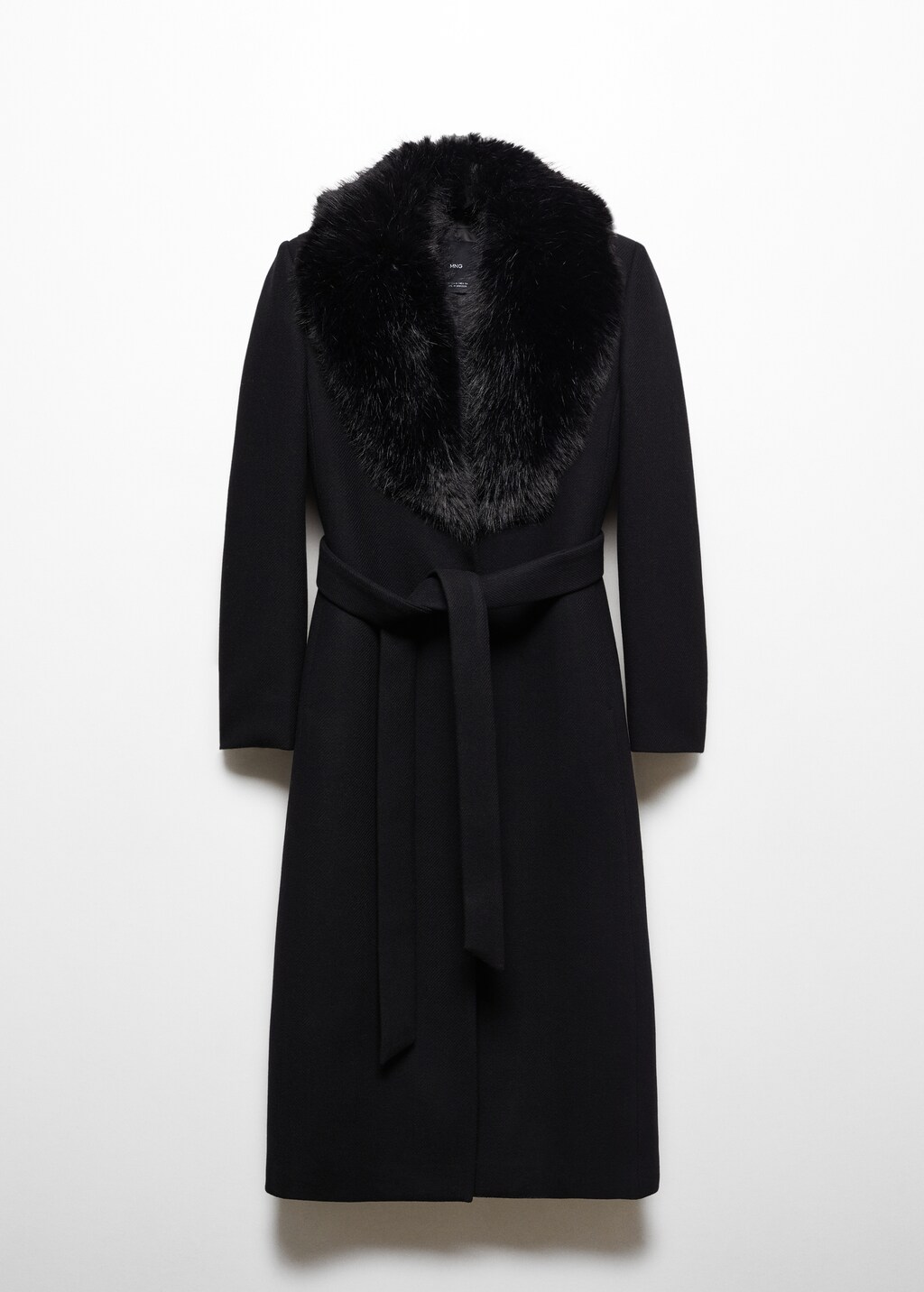 まるこ様　Fluffy V-neck Knit ブラック Manteco wool coat with detachable fur collar - Women | MANGO