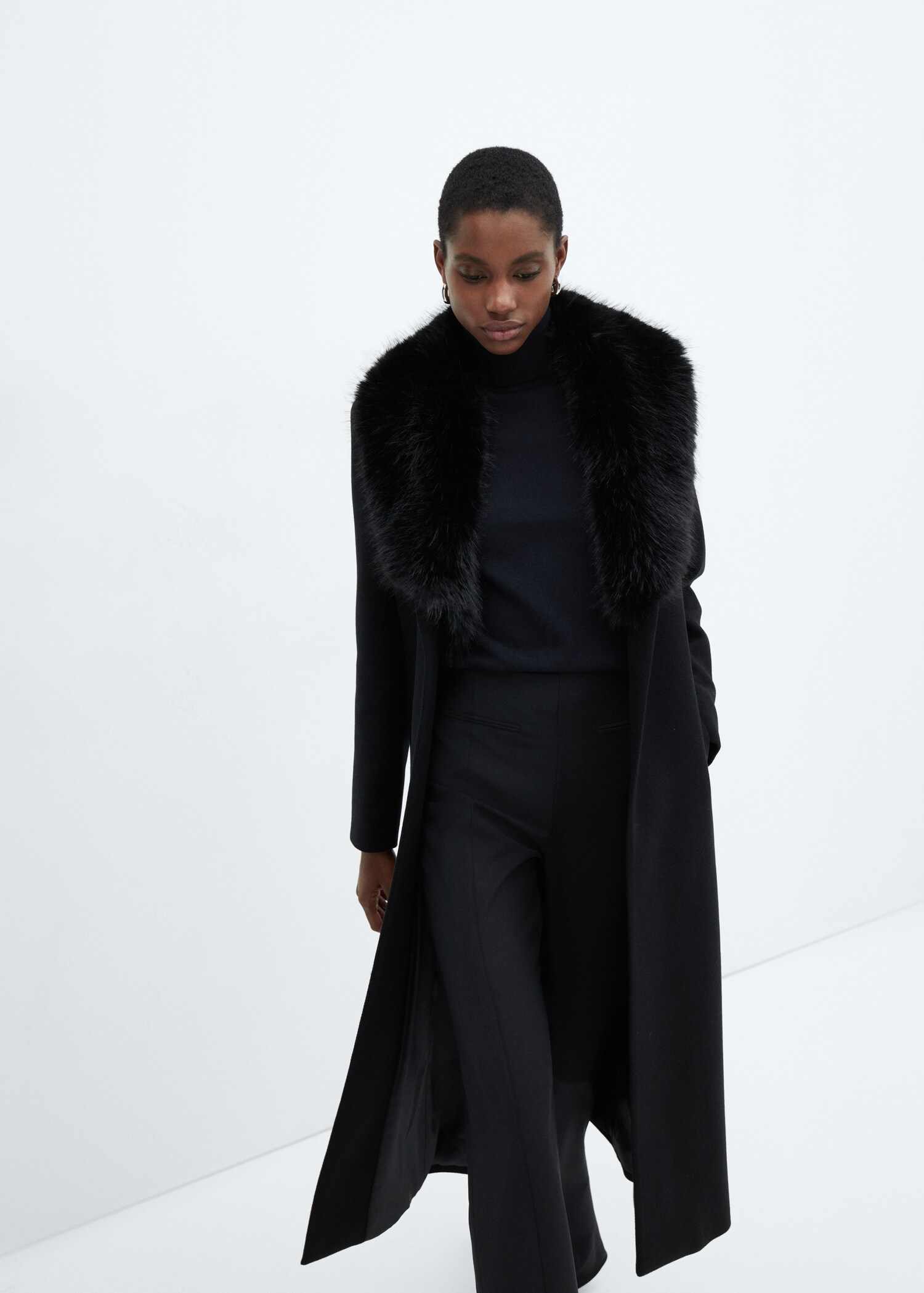 Manteau laine Manteco col imitation fourrure amovible - Détail de l'article 2