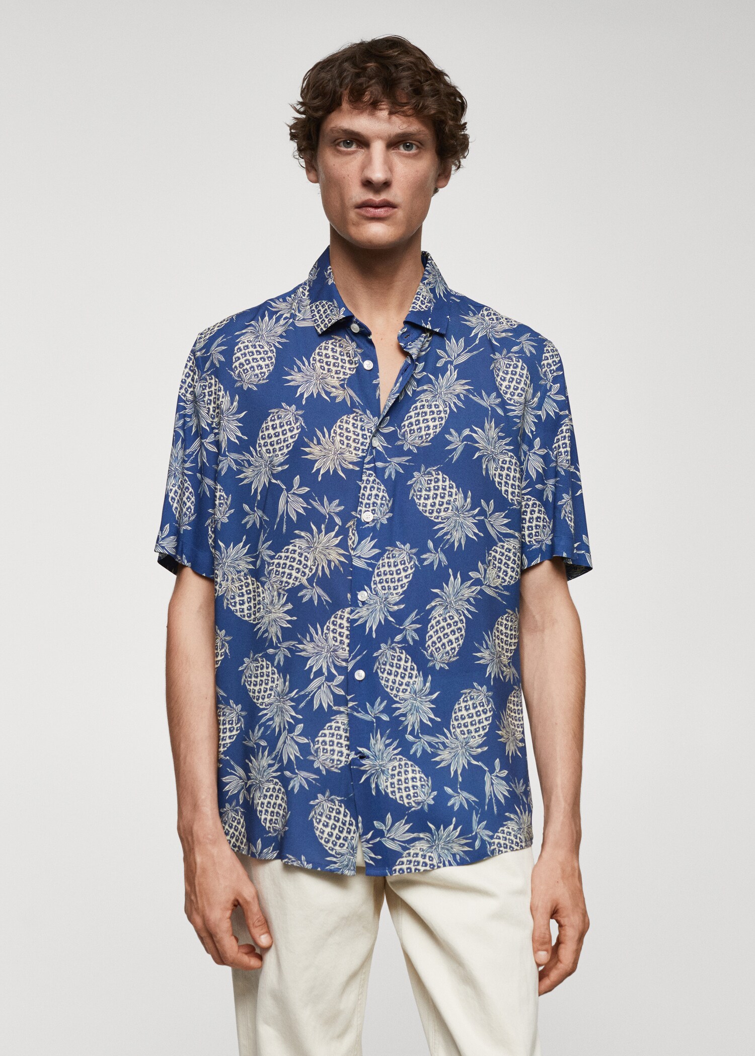 Regular-fit pineapple-print shirt - Medium plane