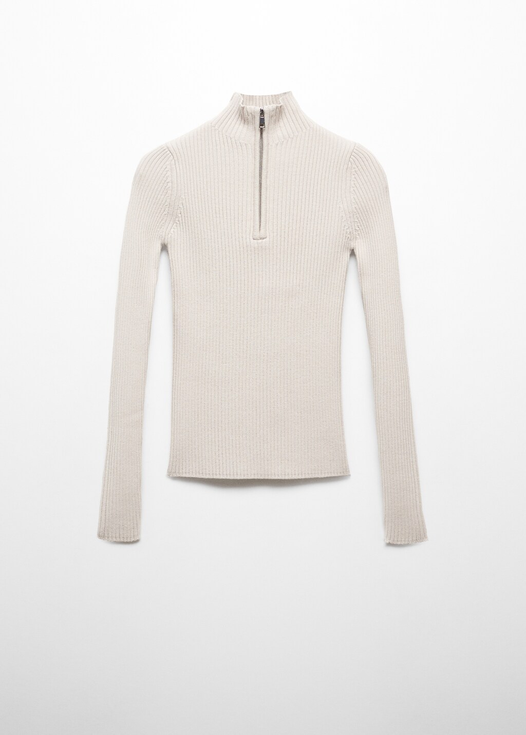 Ribbed sweater with zip - Women | MANGO OUTLET USA