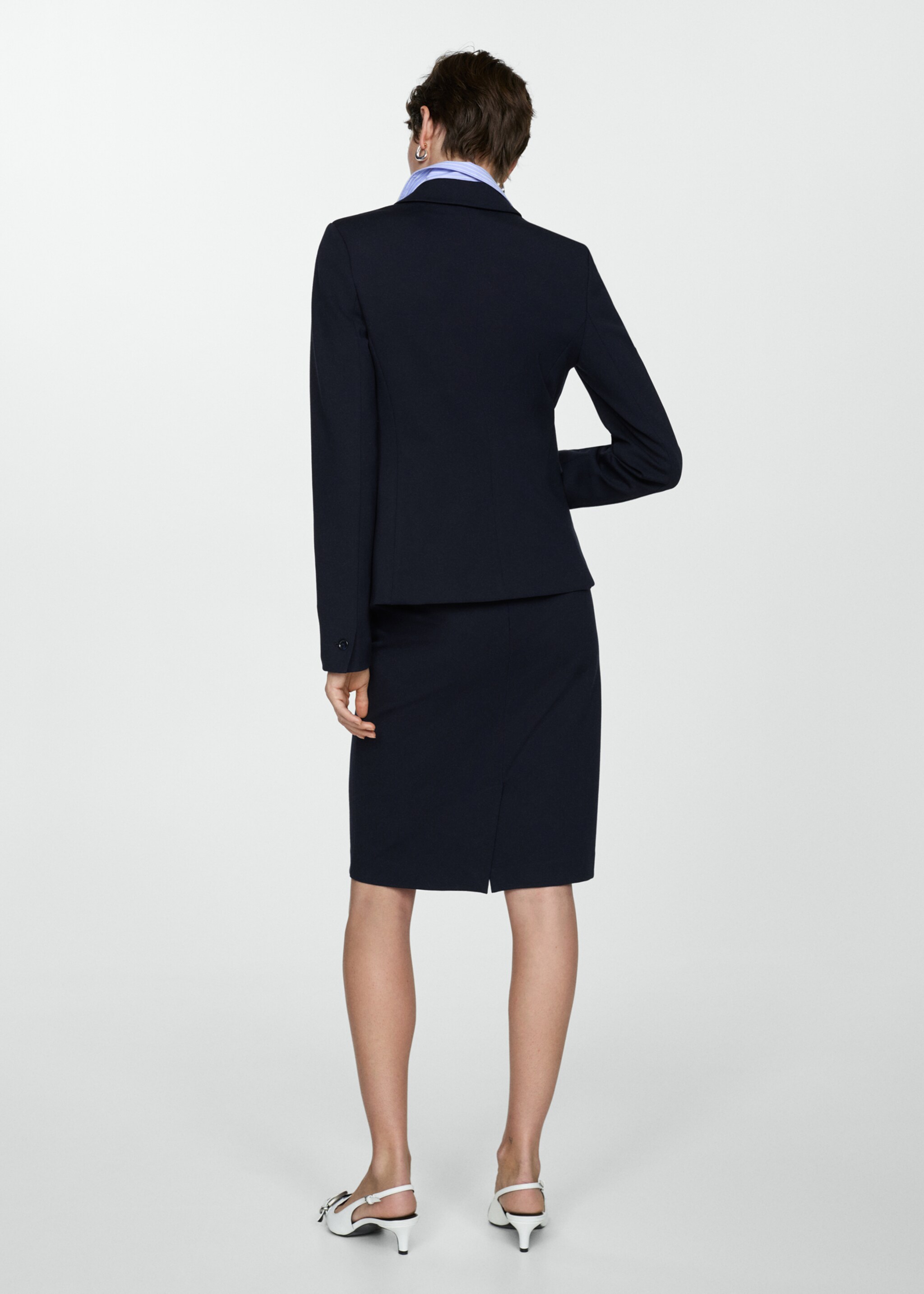 Pencil skirt with Rome-knit opening - Reverse of the article, Dark Navy. Ref: 67020485-00.