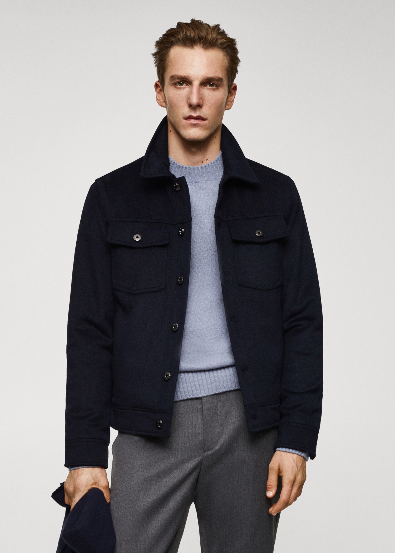 Wool jacket with pockets - Medium plane