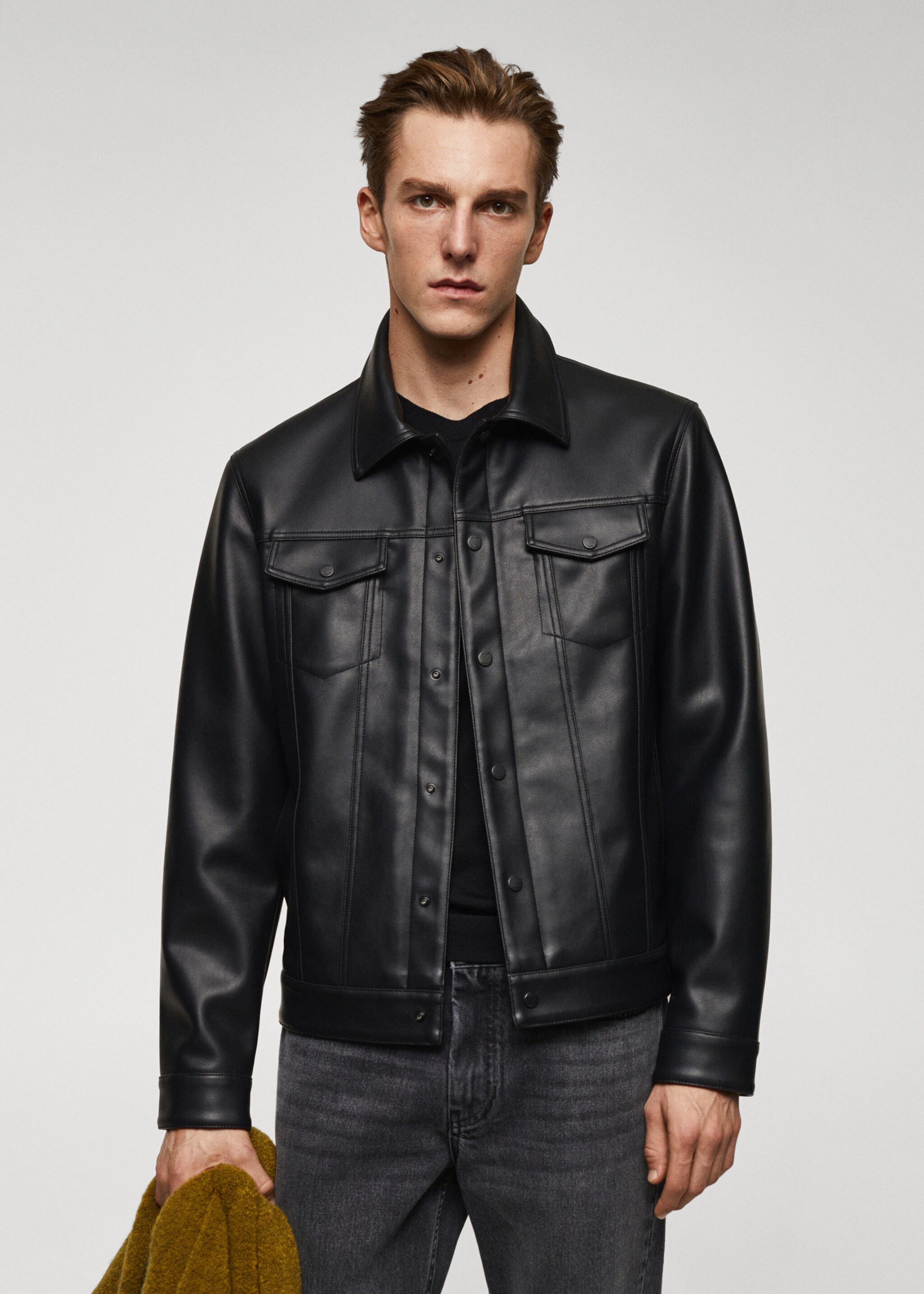 Veste simili-cuir poches - Plan moyen