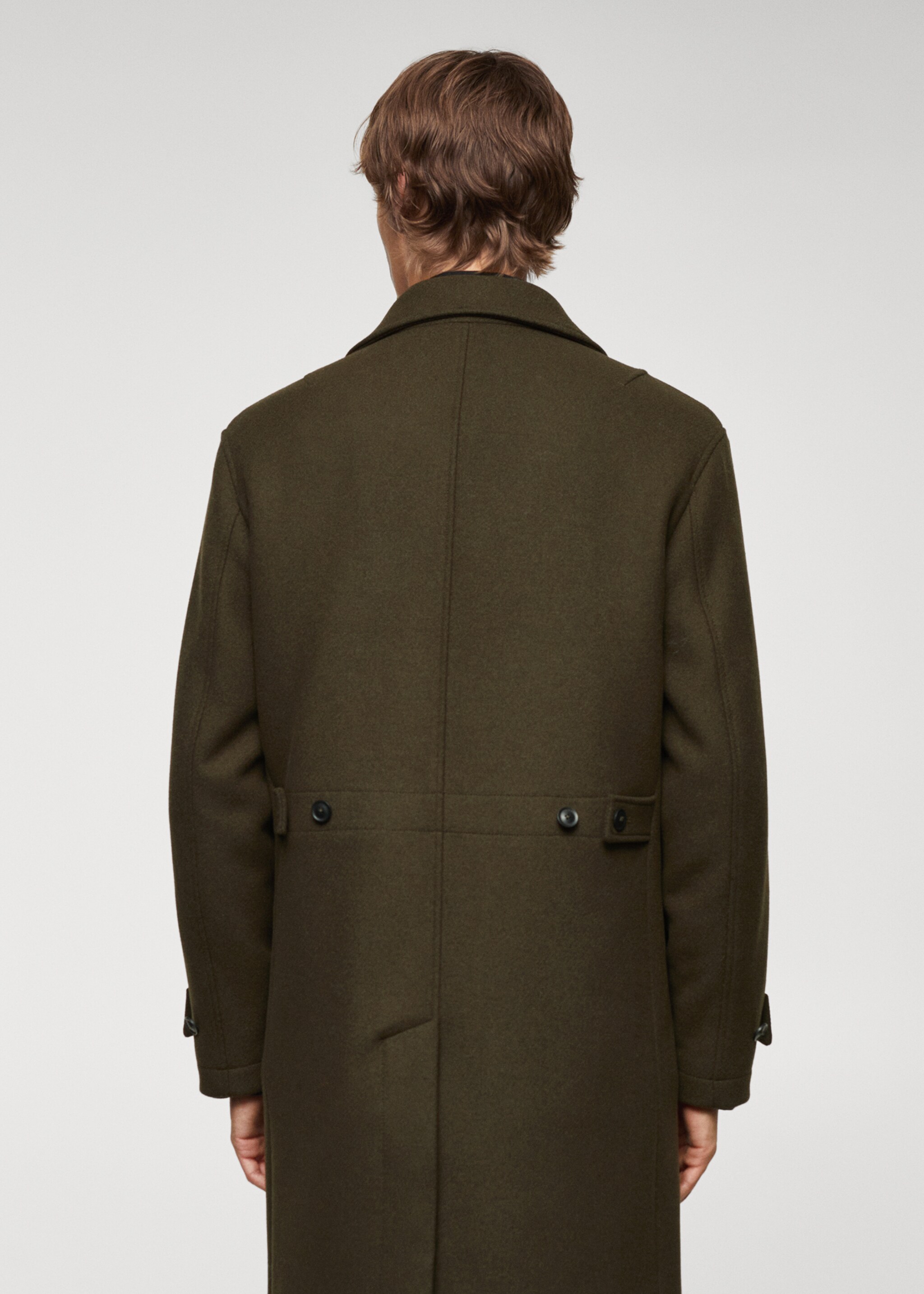 Abrigo lana regular fit - Reverso del artículo, Khaki. Ref: 67020623-00.