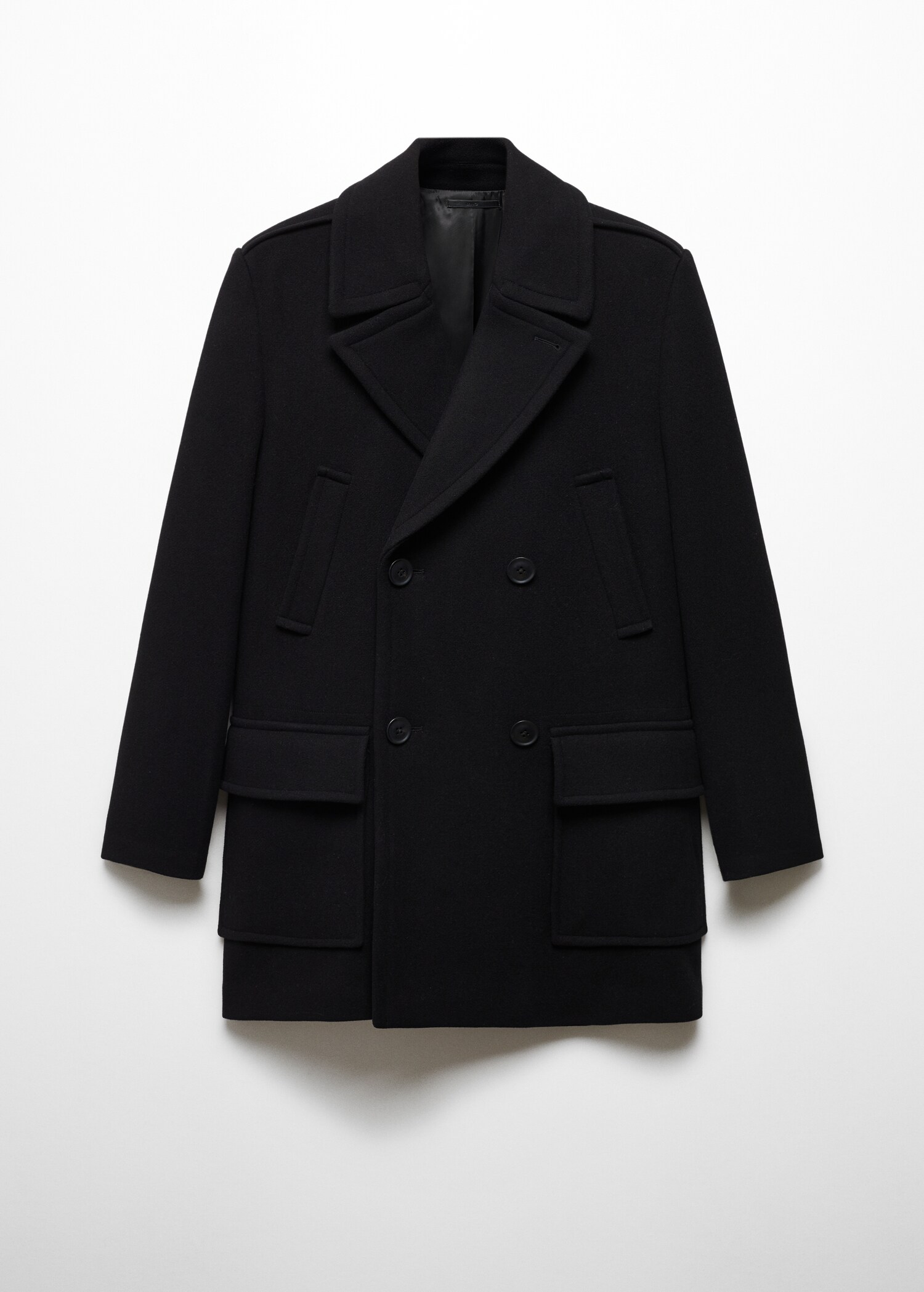 Recycled wool double-breasted coat - Article without model