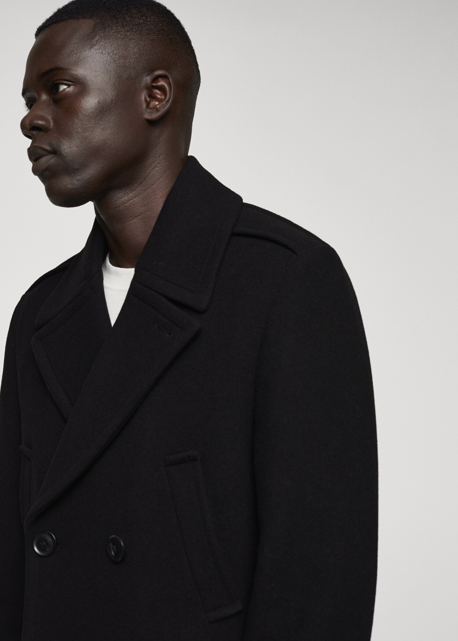 Recycled wool double-breasted coat - Details of the article 4