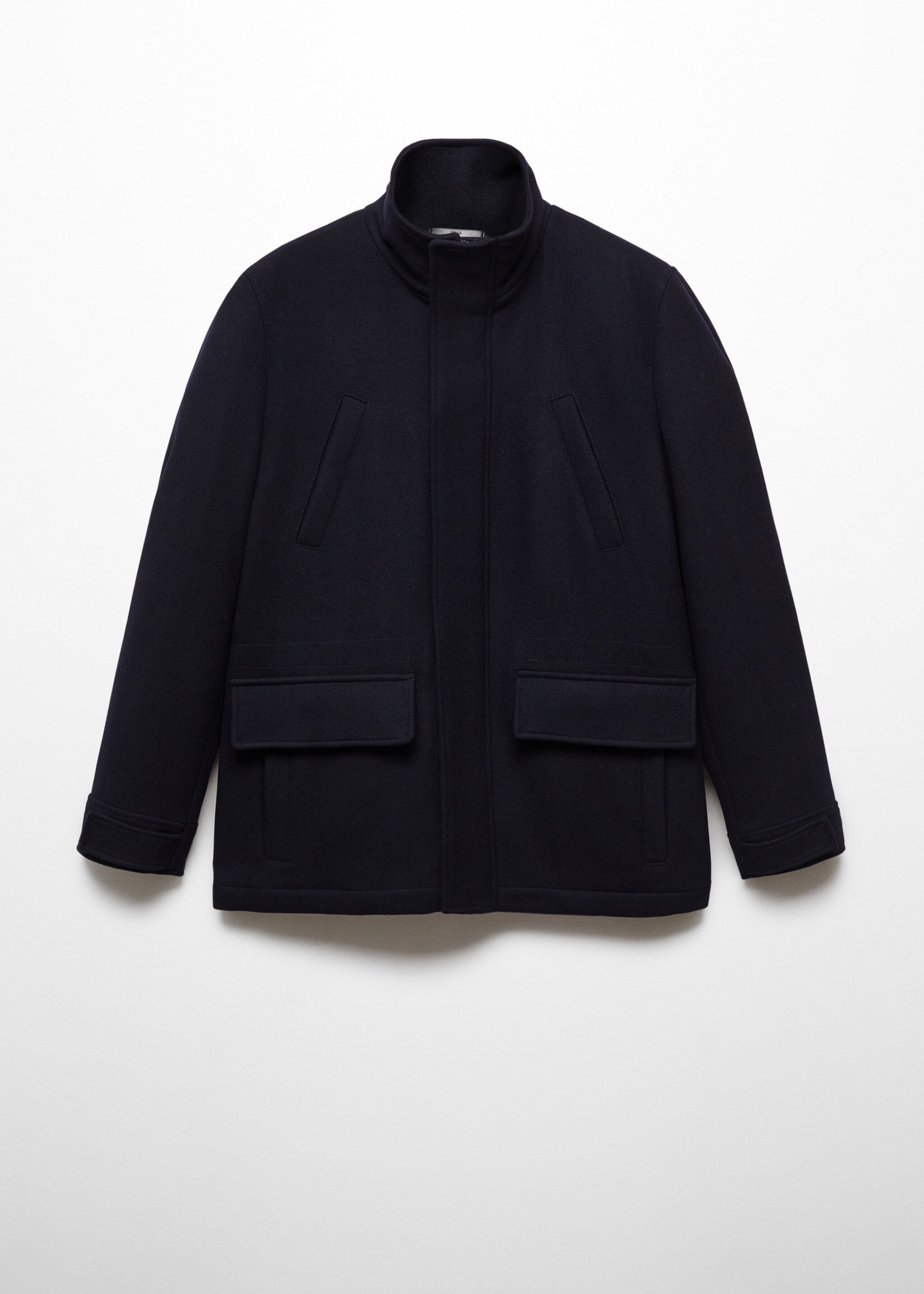 Short wool coat with pockets - Article without model, Navy. Ref: 67020625-00.