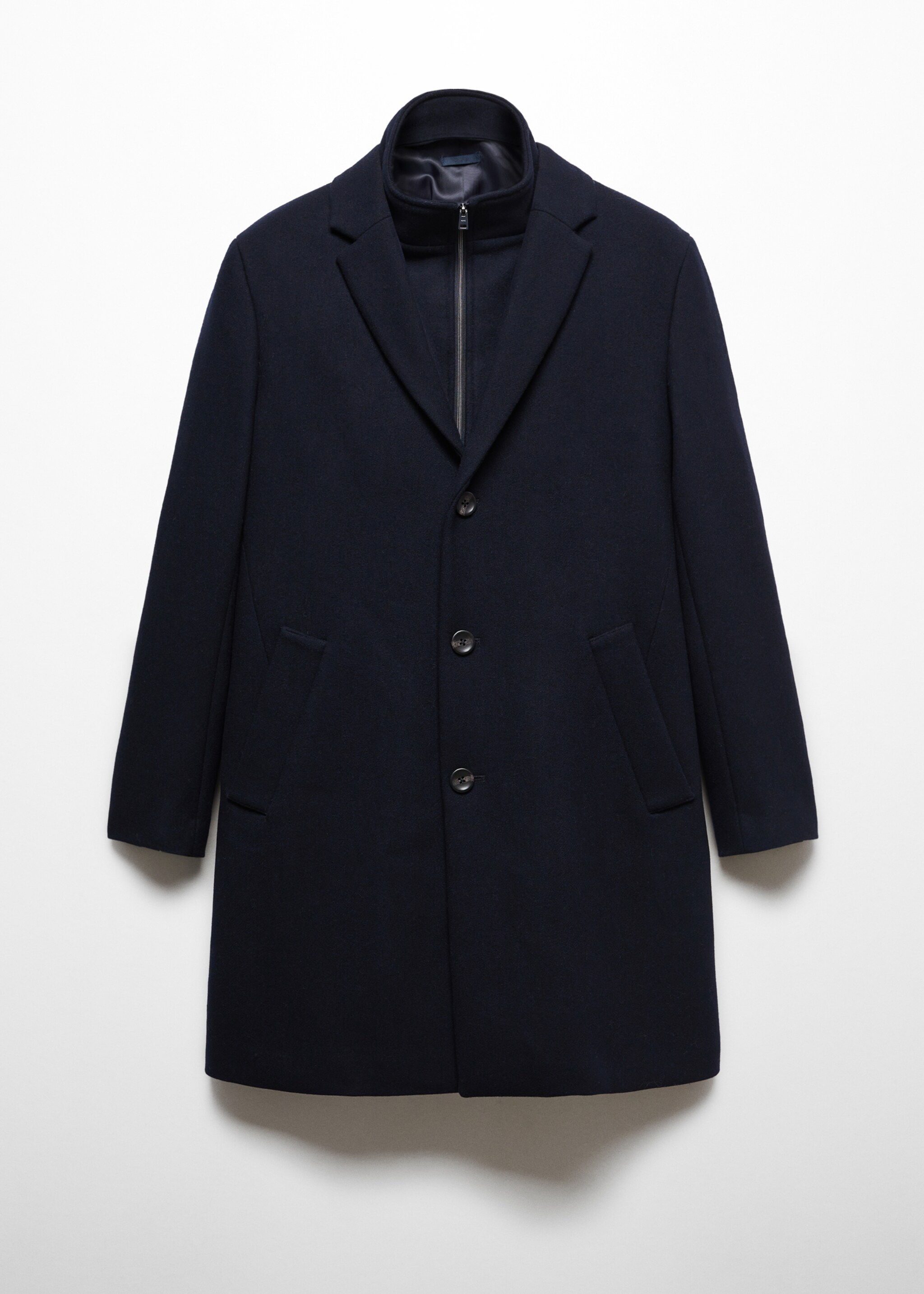 Wool coat with detachable collar - Article without model, Dark Navy. Ref: 67020626-00.