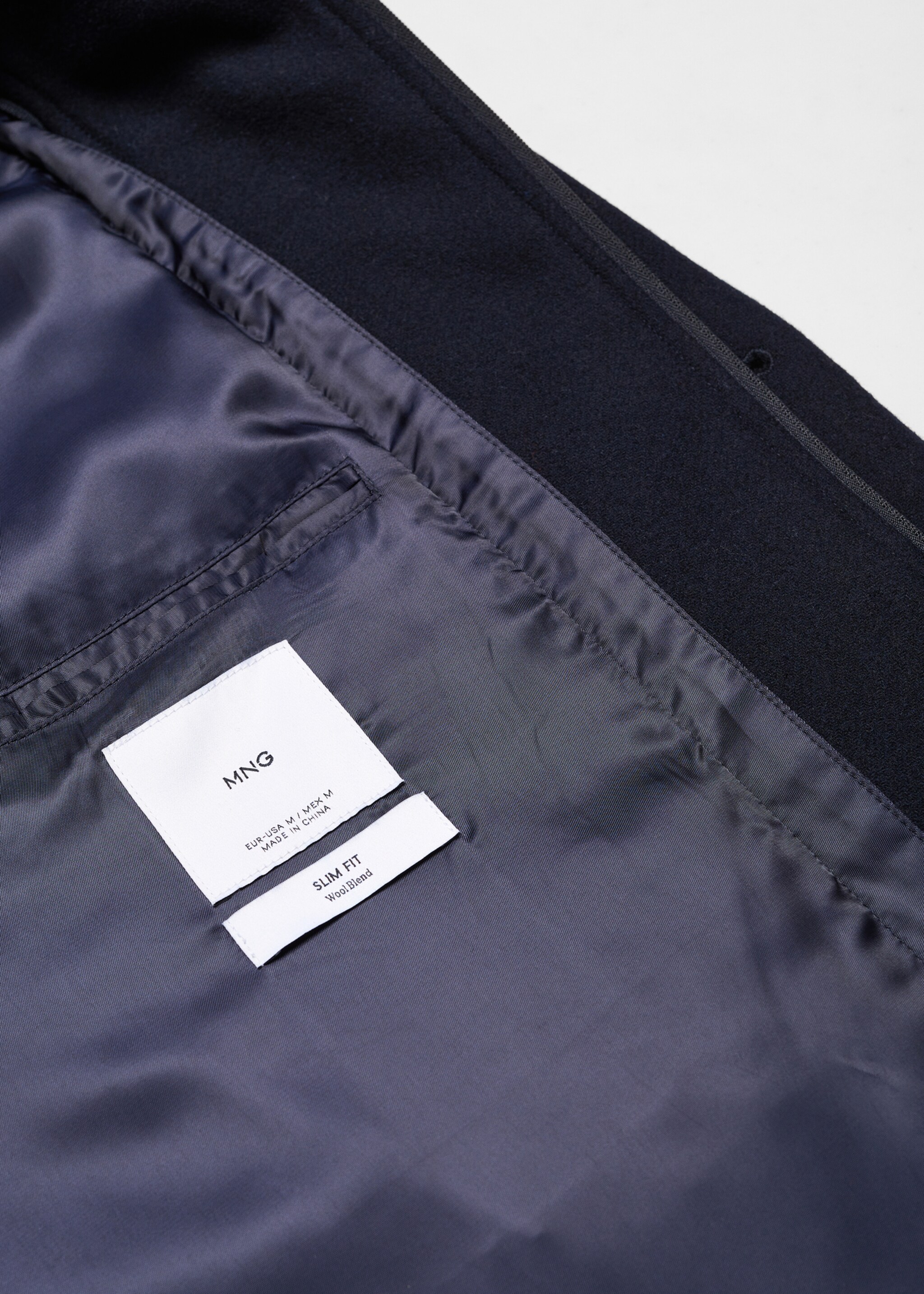 Wool coat with detachable collar - Details of the article 0, Dark Navy. Ref: 67020626-00.