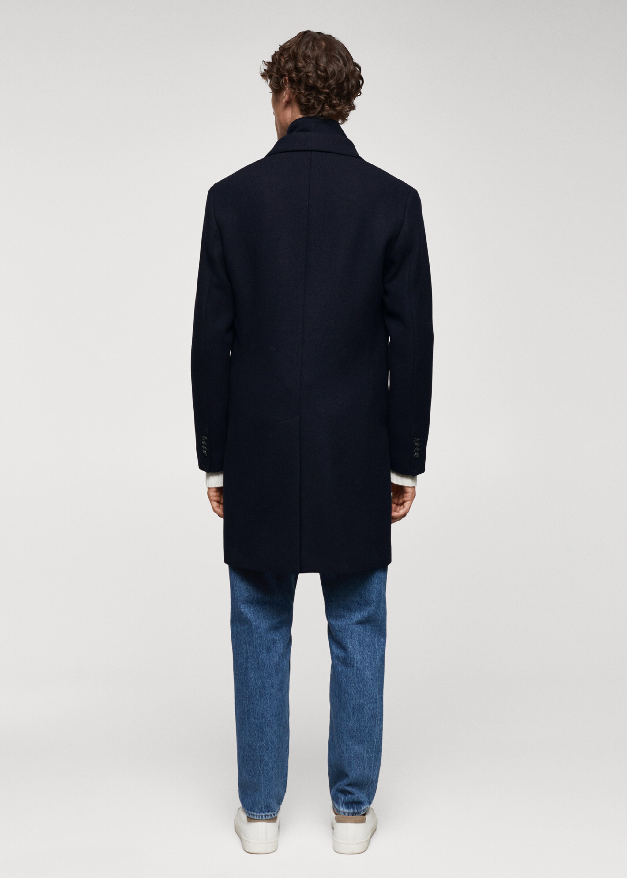 Wool coat with detachable collar - Reverse of the article, Dark Navy. Ref: 67020626-00.