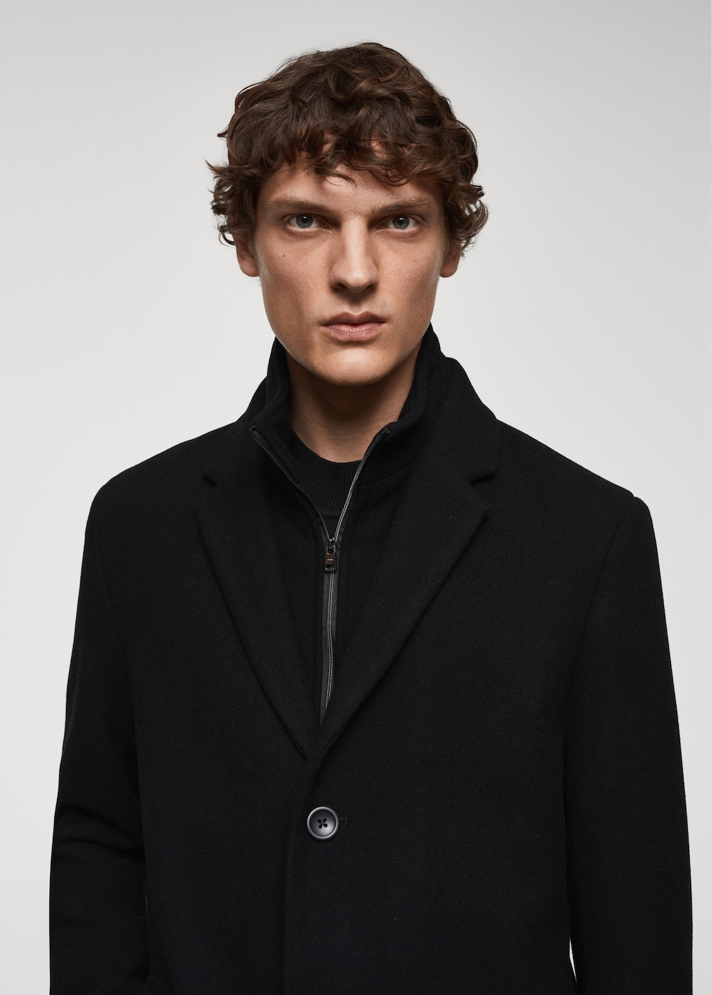 Wool coat with detachable collar - Men | MANGO OUTLET USA