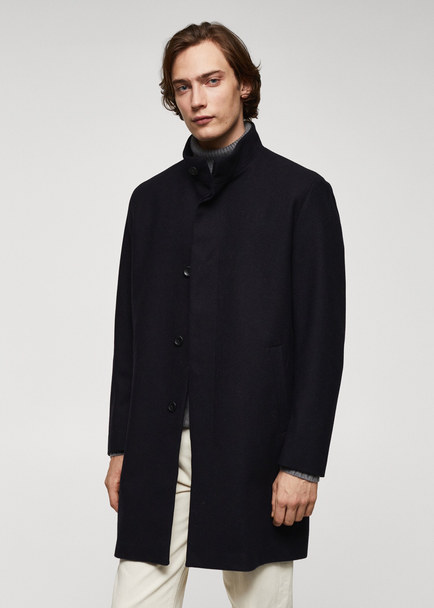 Wool funnel neck coat - Medium plane