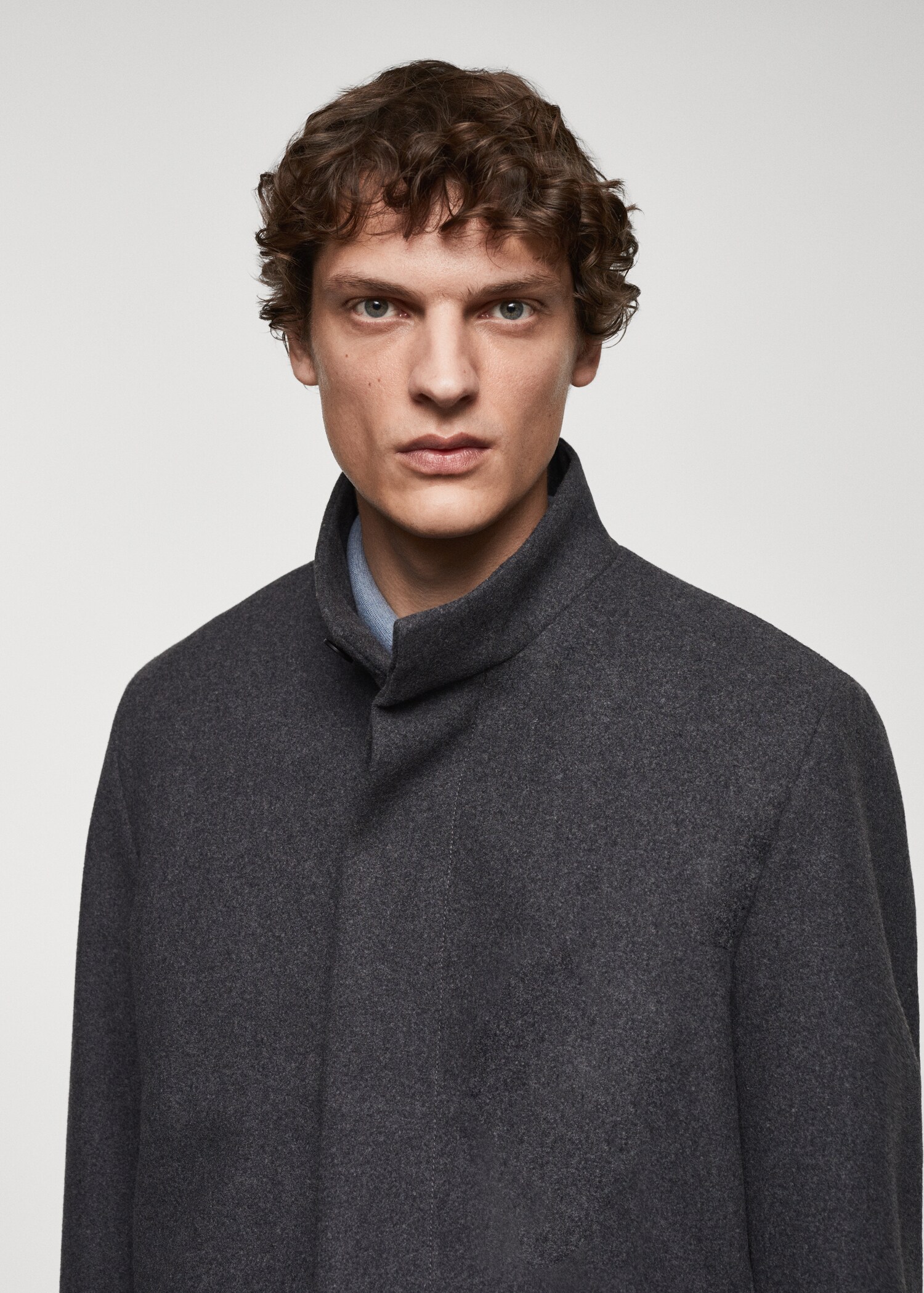 Wool funnel neck coat - Details of the article 1
