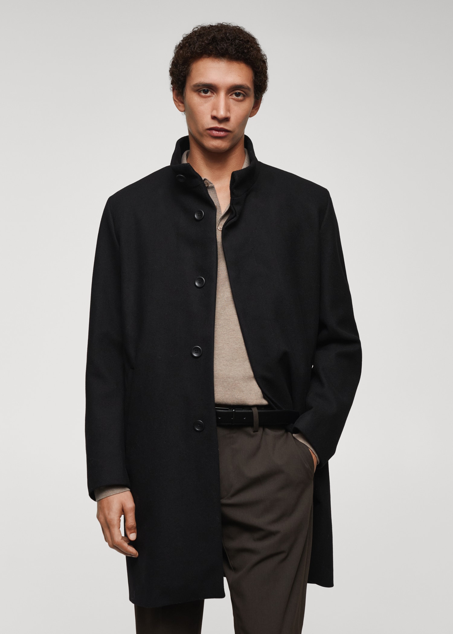 Wool funnel neck coat Men MANGO OUTLET USA