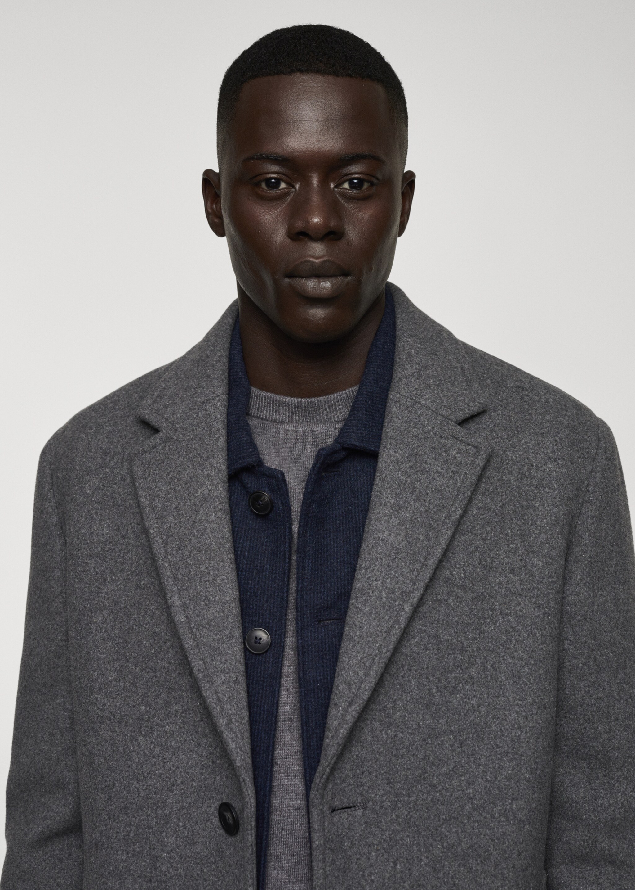 Lightweight recycled wool coat - Details of the article 1, Light Heather Grey. Ref: 67020628-00.