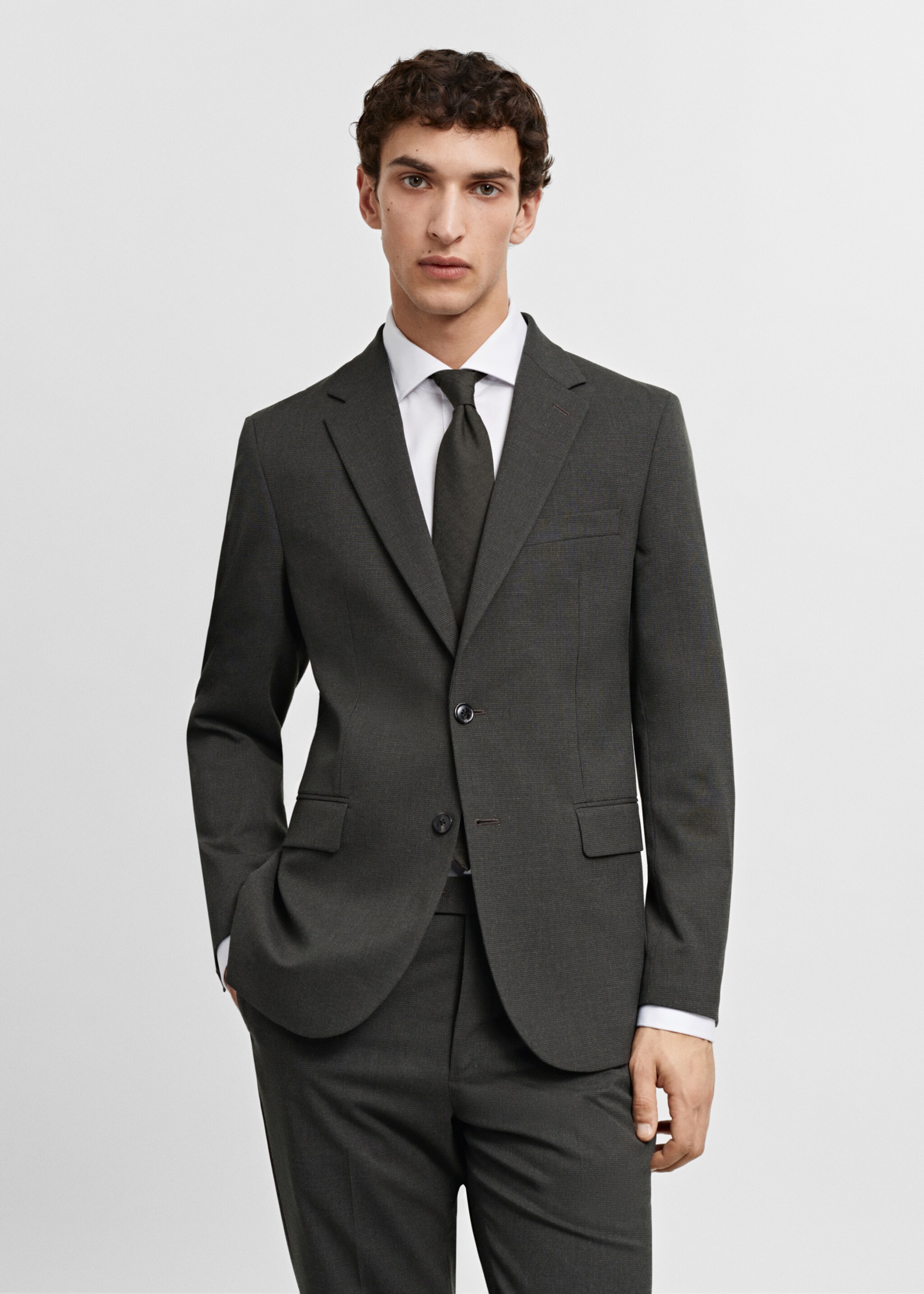 Slim-fit colbert van Comfort stretch stof - Middenvlak