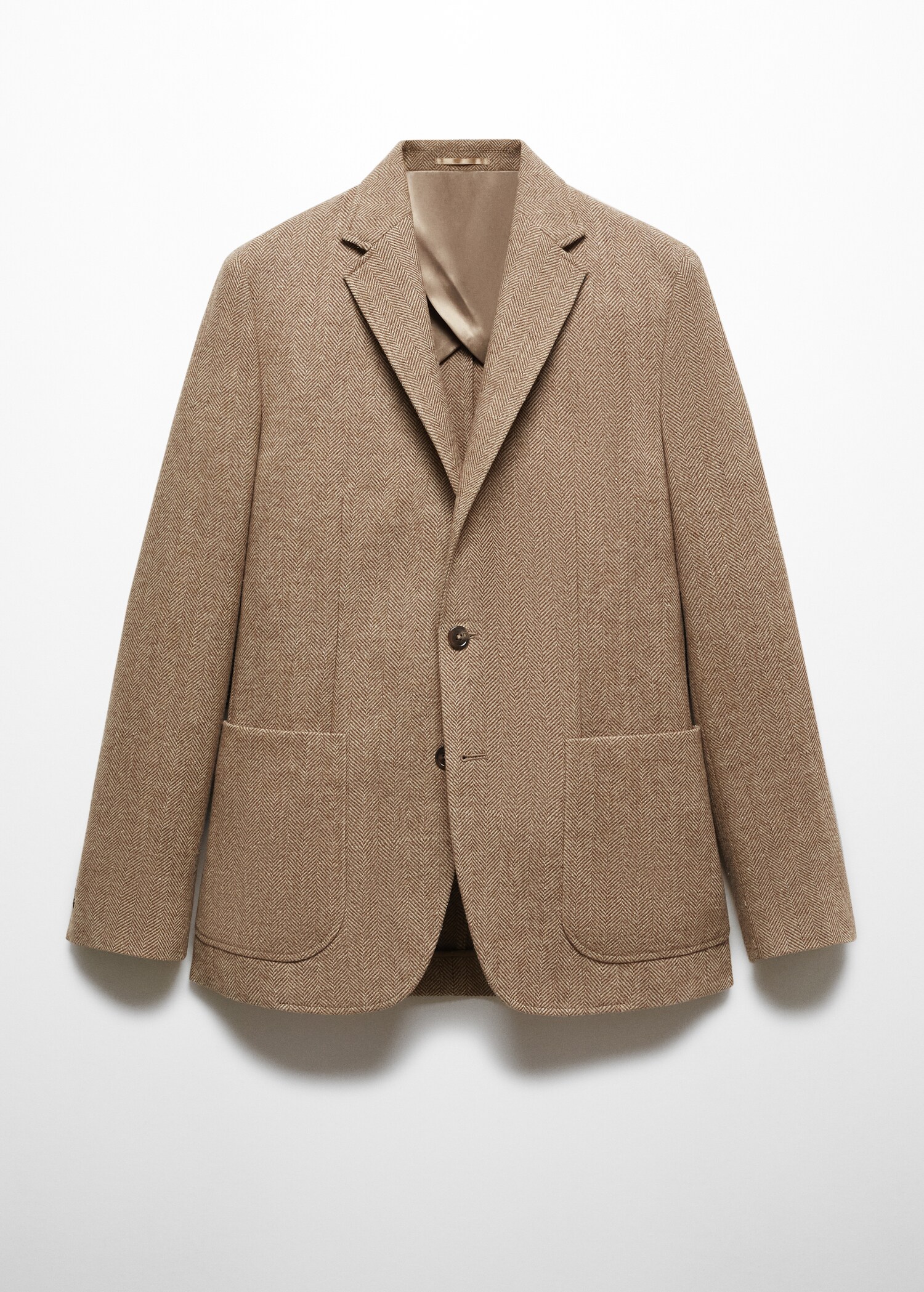 Slim-fit herringbone wool suit jacket - Article without model