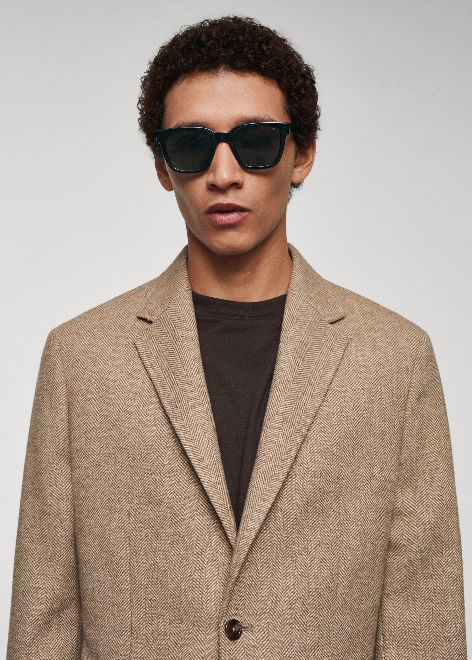 Slim-fit herringbone wool suit jacket - Details of the article 1