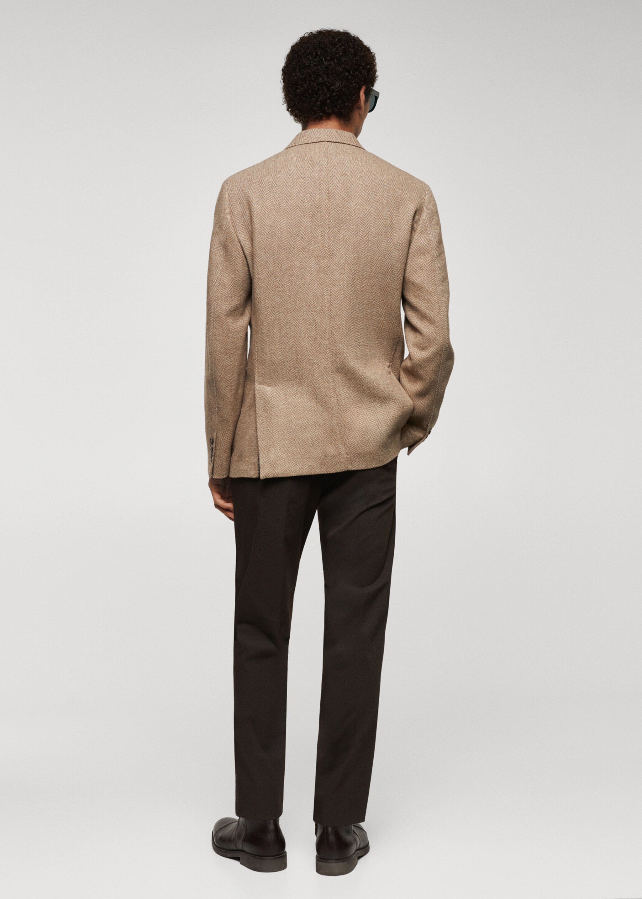 Slim-fit herringbone wool suit jacket - Reverse of the article